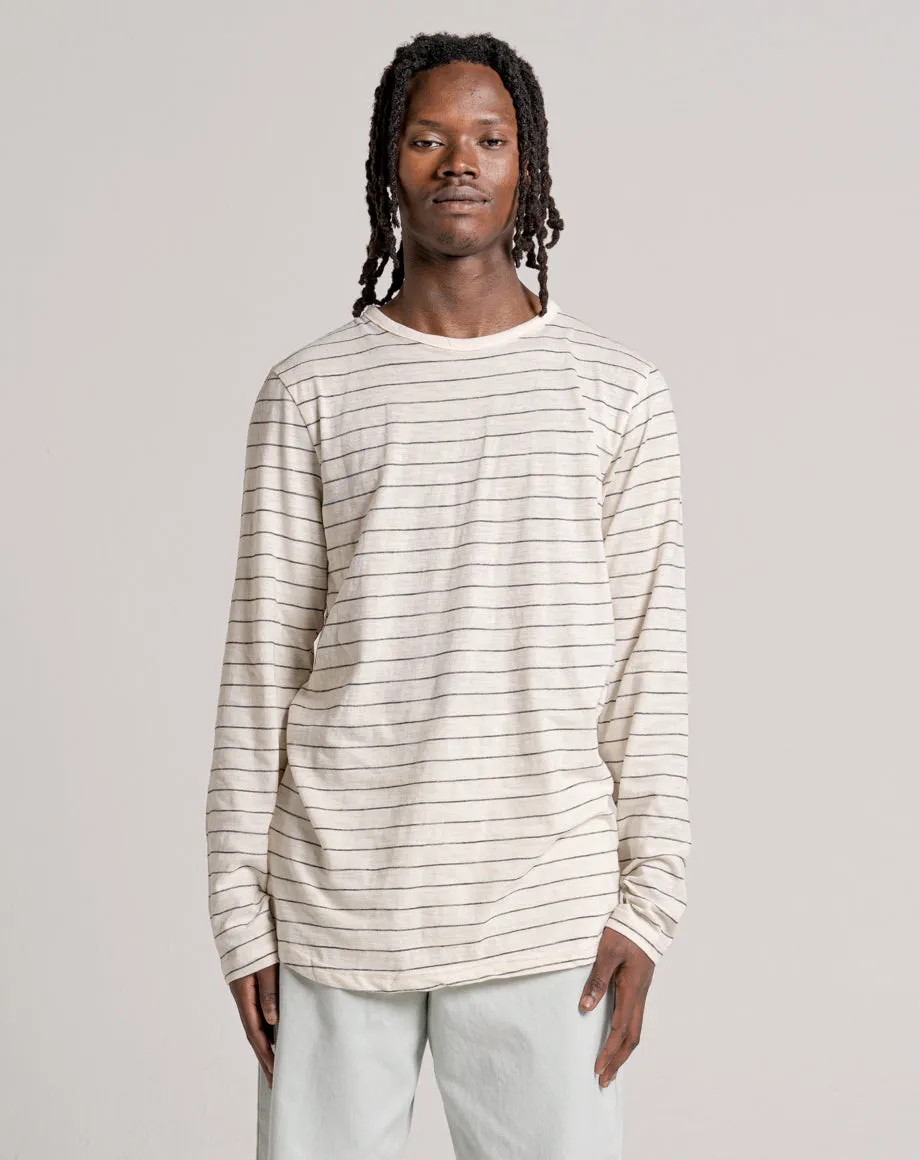 KUMIKO YARD DYED STRIPE LONGSLEEVED T-SHIRT - WHITE