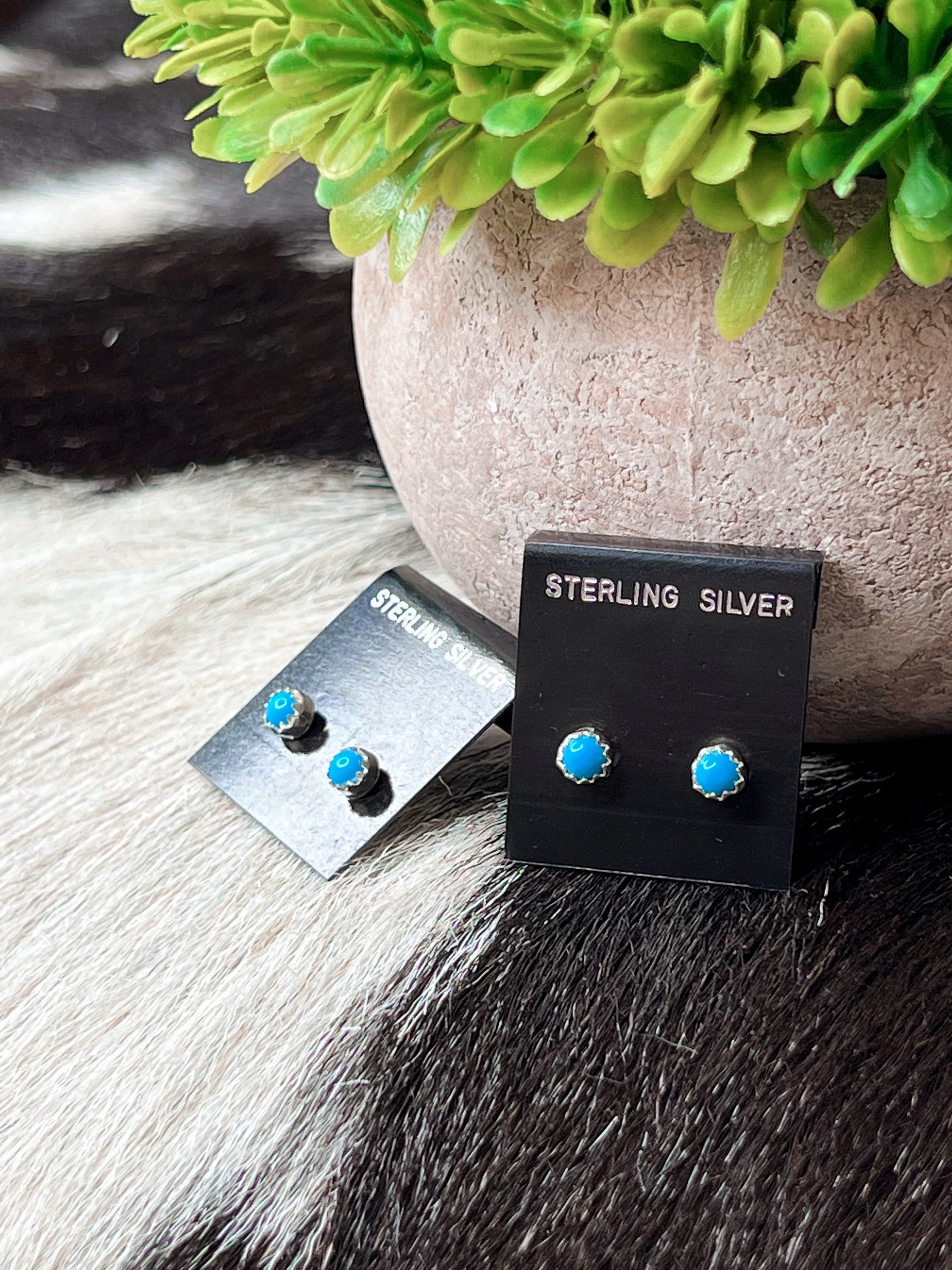 Little Bitty Turquoise Sterling Silver Earrings