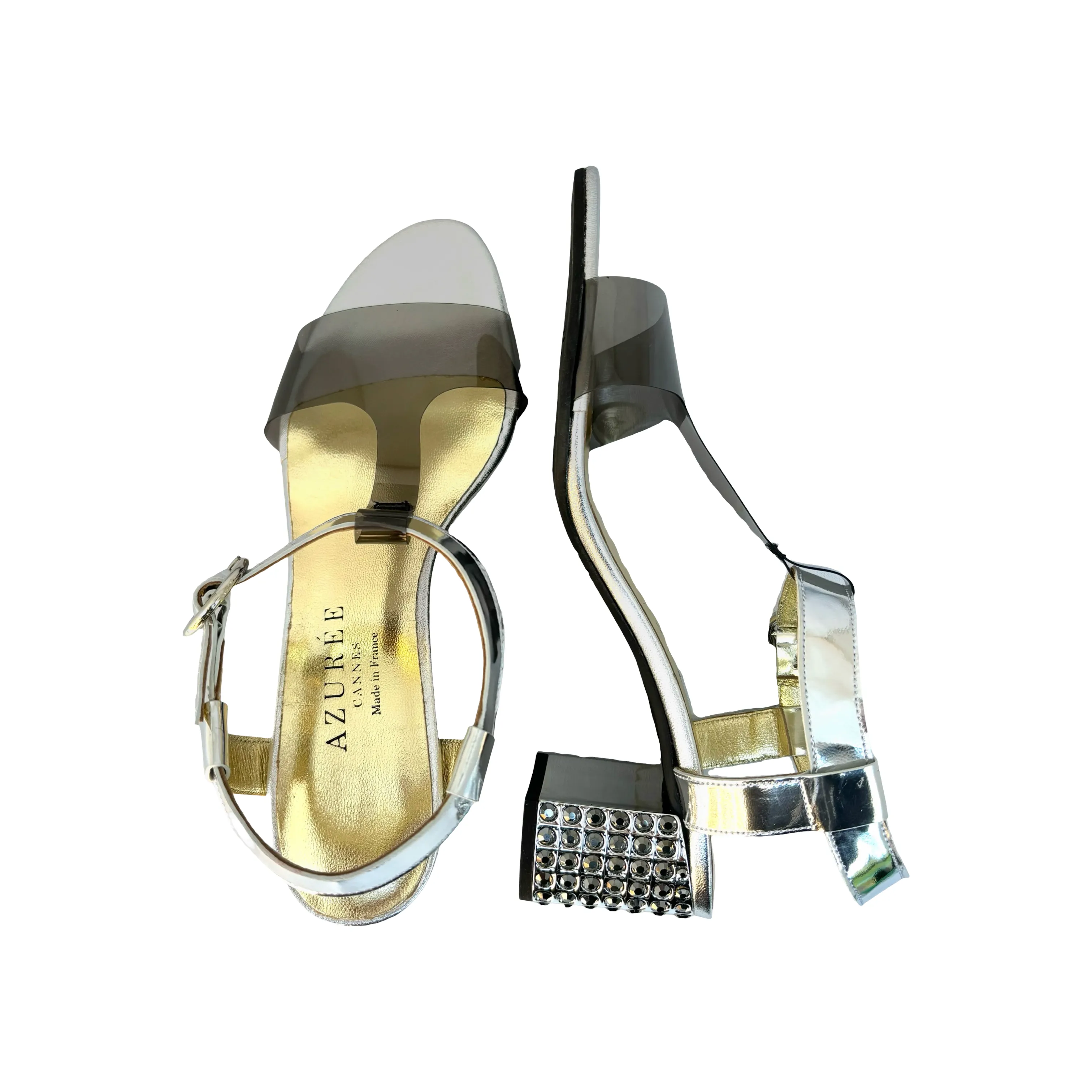 Machil Grey Lucite T-Strap Sandal