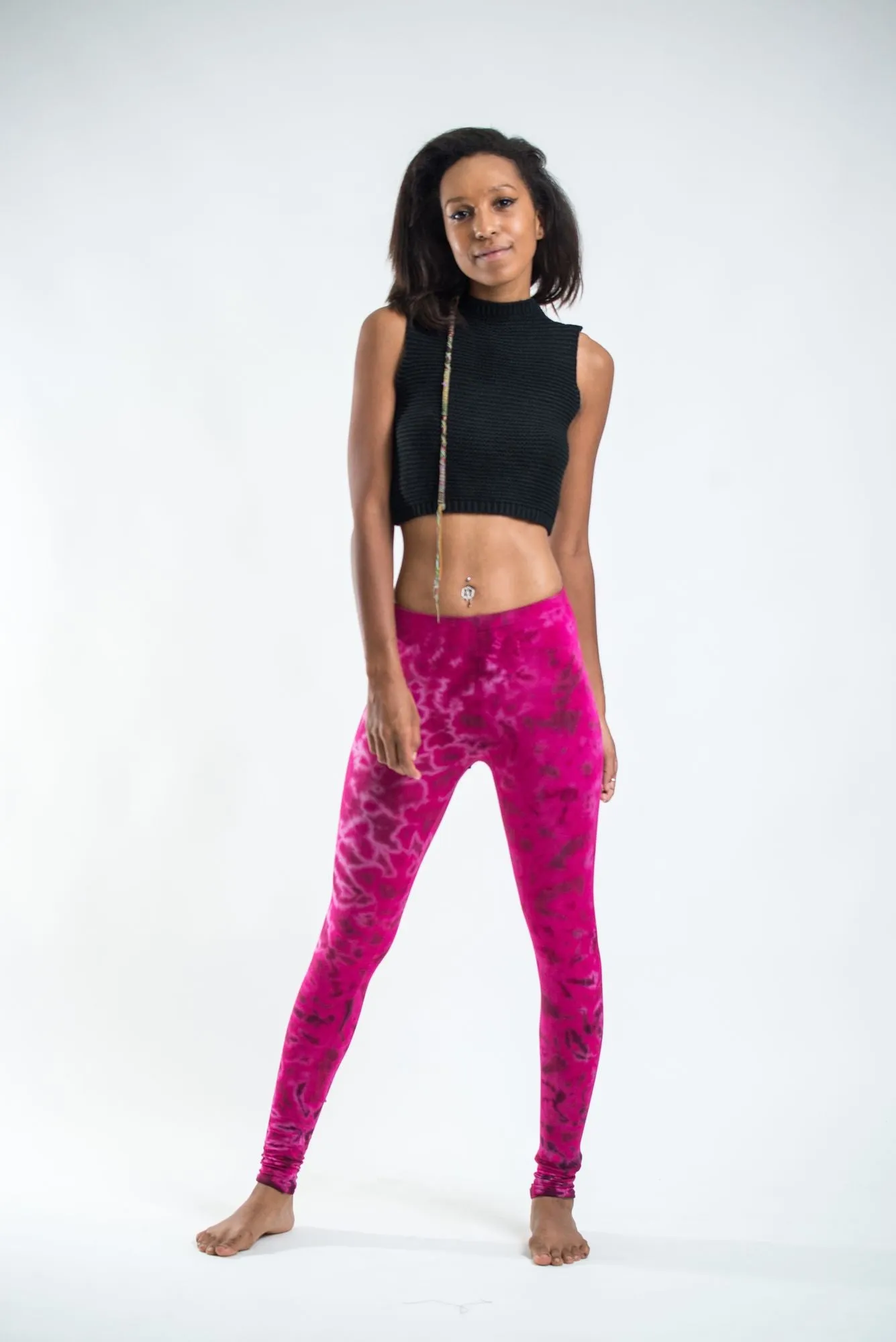 Marble Tie Dye Cotton Leggings in Pink