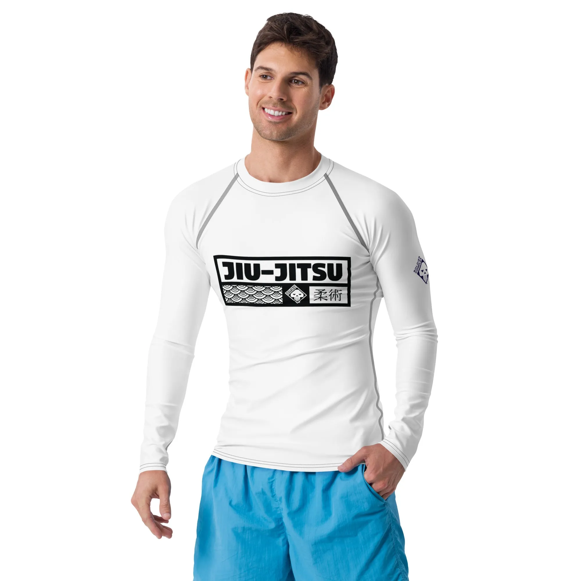 Mens Long Sleeve BJJ Rash Guard - Jiu-Jitsu 014 - Snow