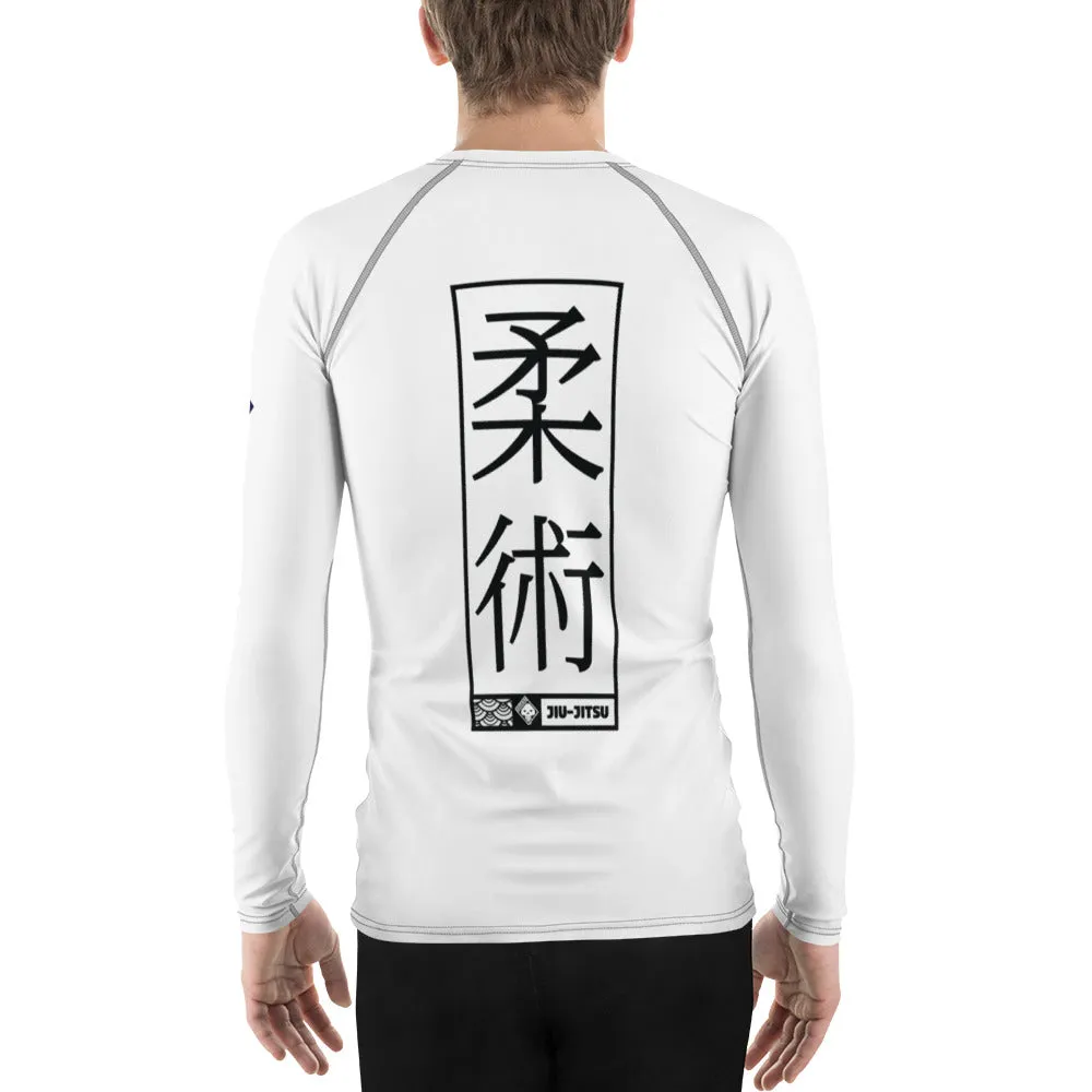 Mens Long Sleeve BJJ Rash Guard - Jiu-Jitsu 014 - Snow