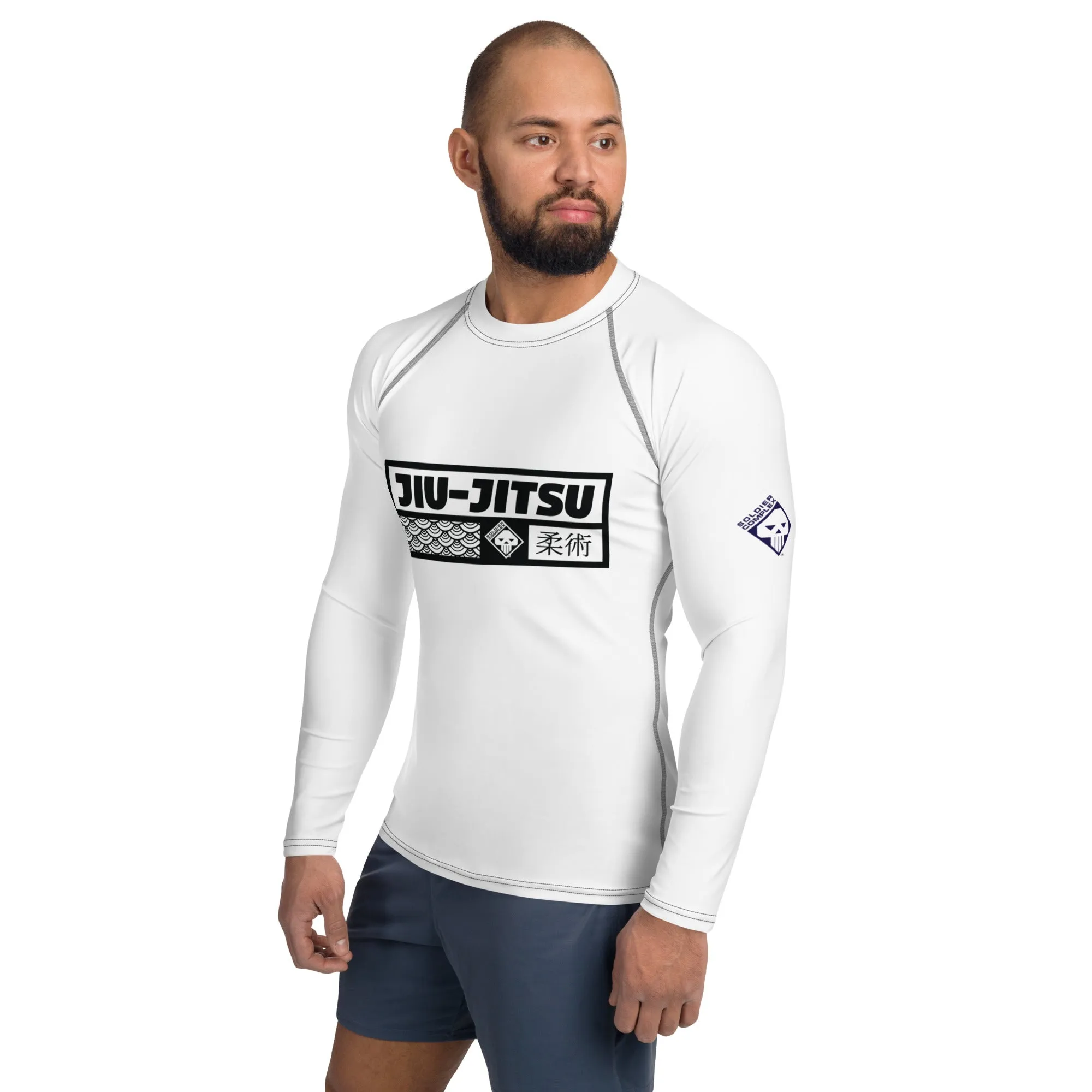 Mens Long Sleeve BJJ Rash Guard - Jiu-Jitsu 014 - Snow