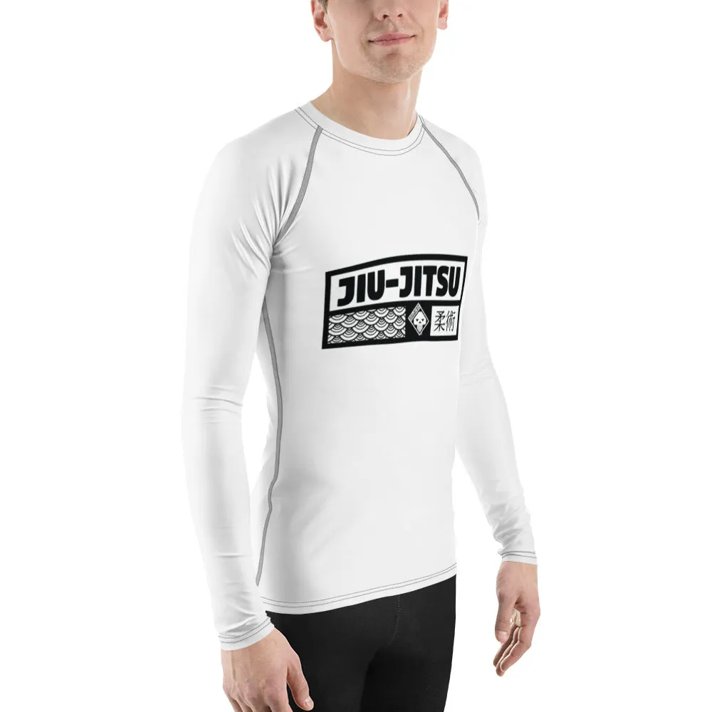 Mens Long Sleeve BJJ Rash Guard - Jiu-Jitsu 014 - Snow