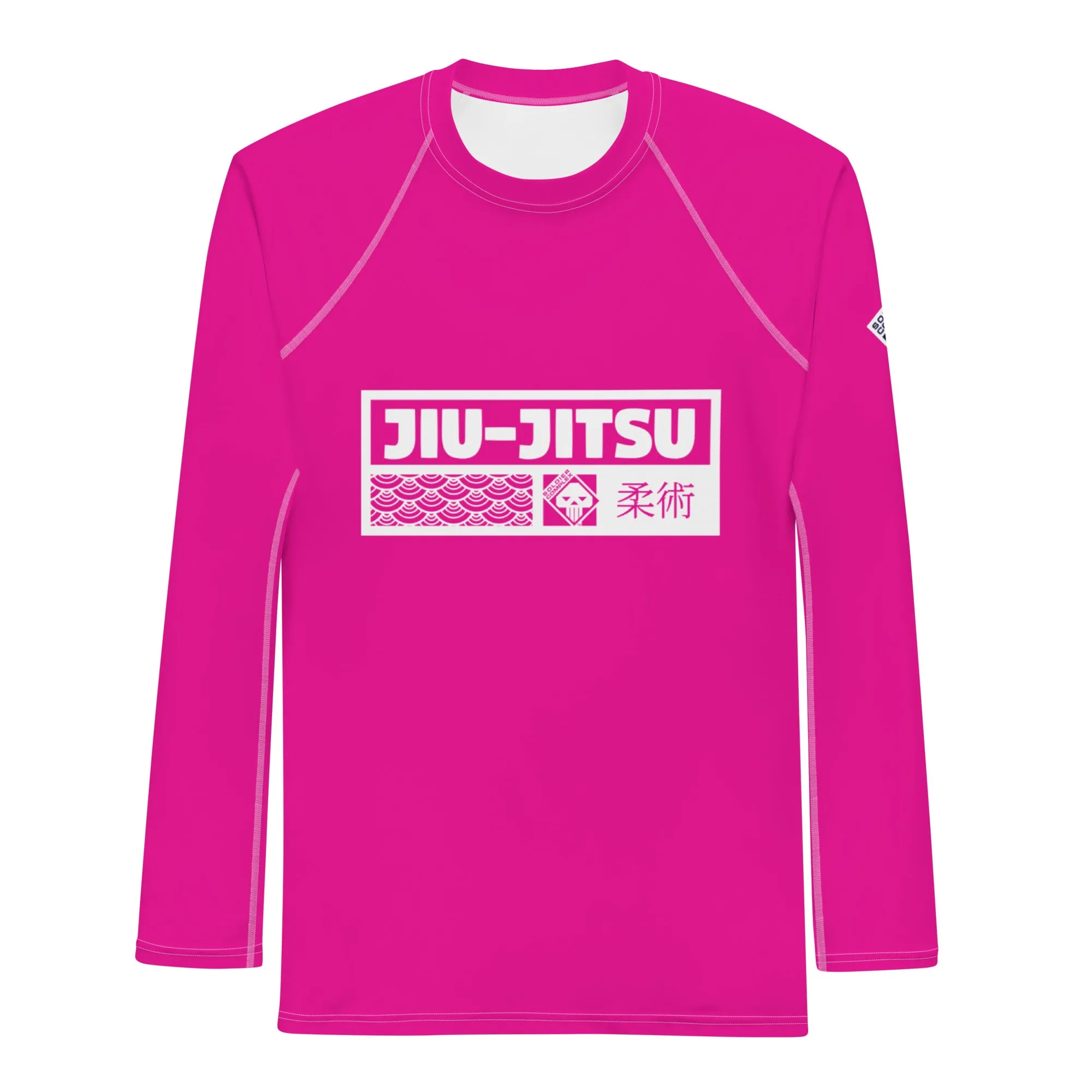 Mens Long Sleeve BJJ Rash Guard - Jiu-Jitsu 028 - Hollywood Cerise