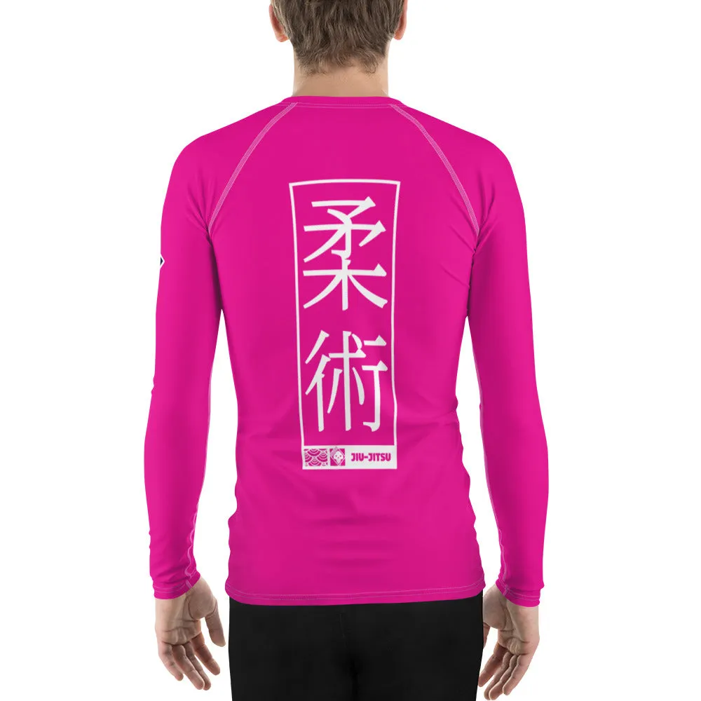 Mens Long Sleeve BJJ Rash Guard - Jiu-Jitsu 028 - Hollywood Cerise