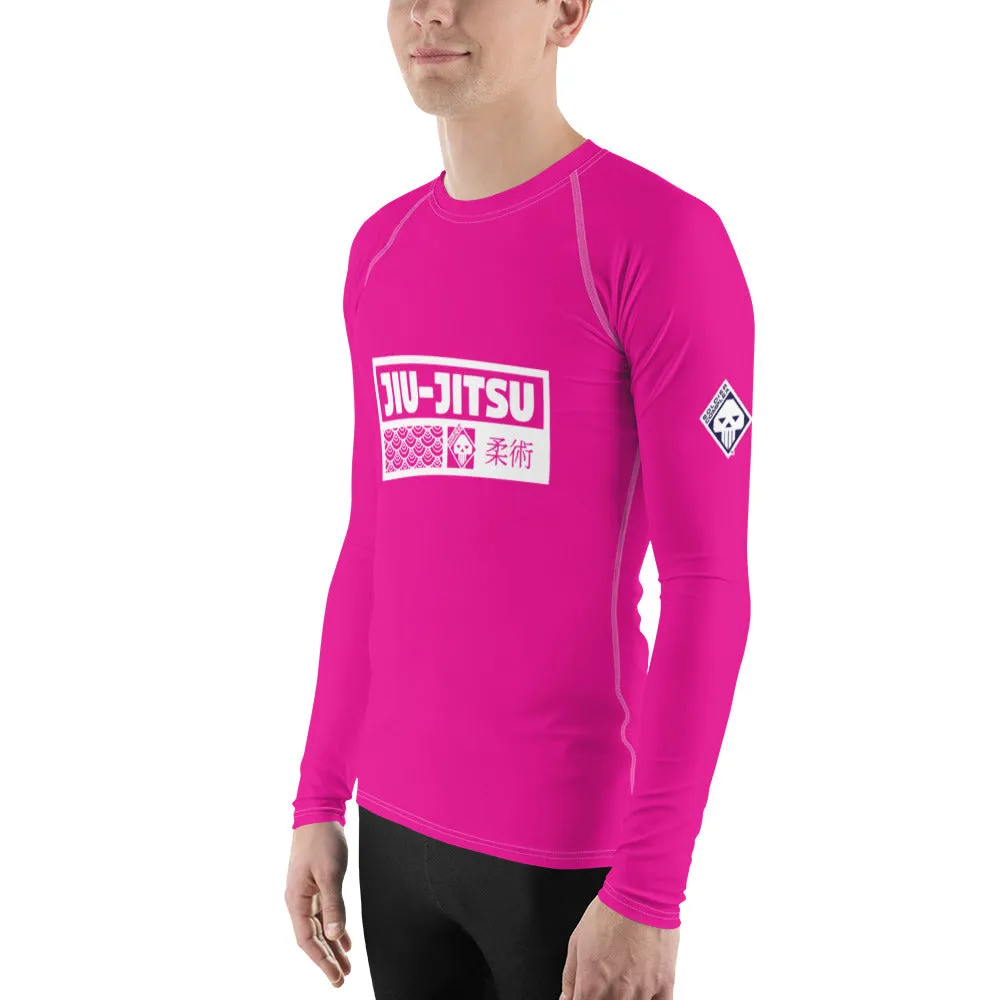 Mens Long Sleeve BJJ Rash Guard - Jiu-Jitsu 028 - Hollywood Cerise