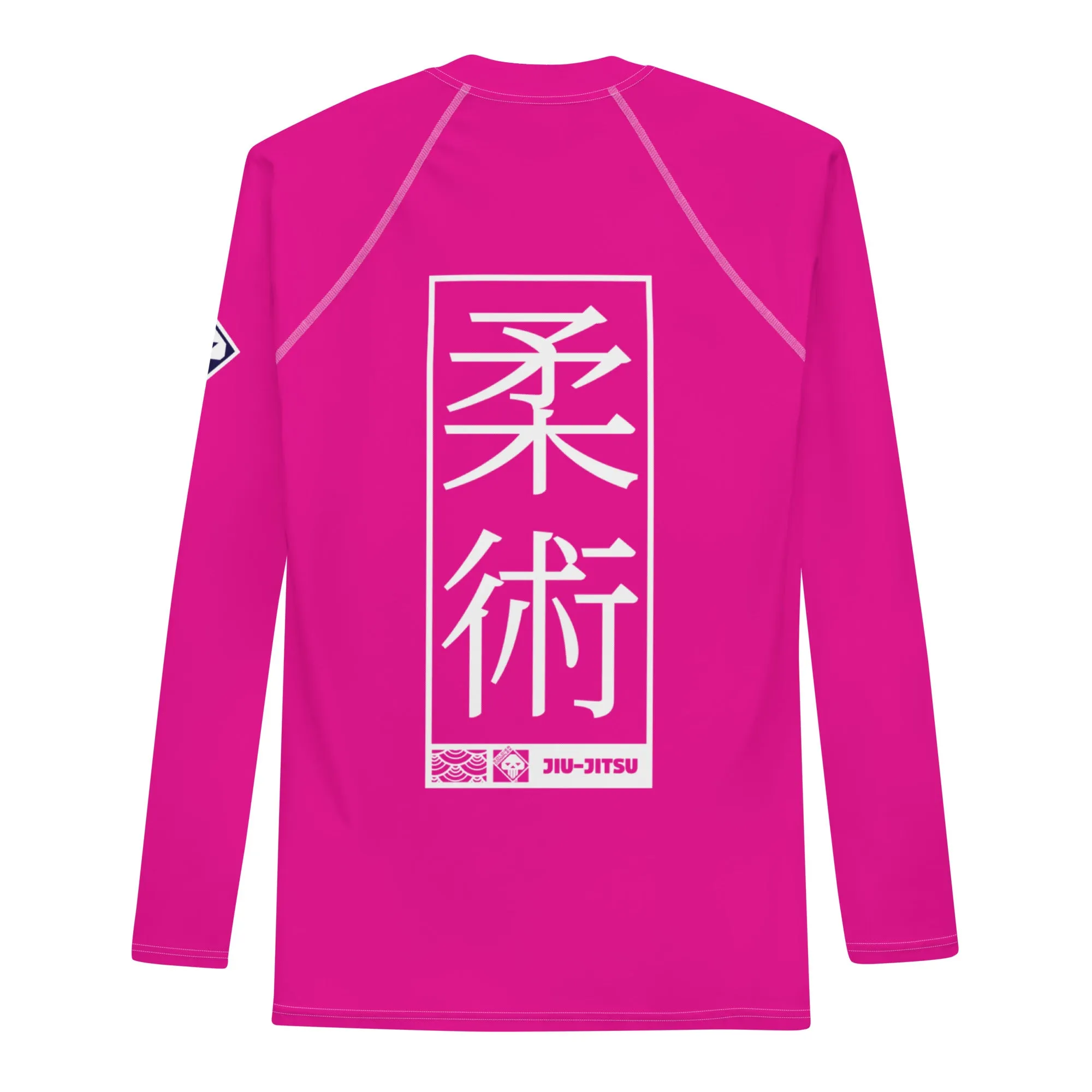 Mens Long Sleeve BJJ Rash Guard - Jiu-Jitsu 028 - Hollywood Cerise