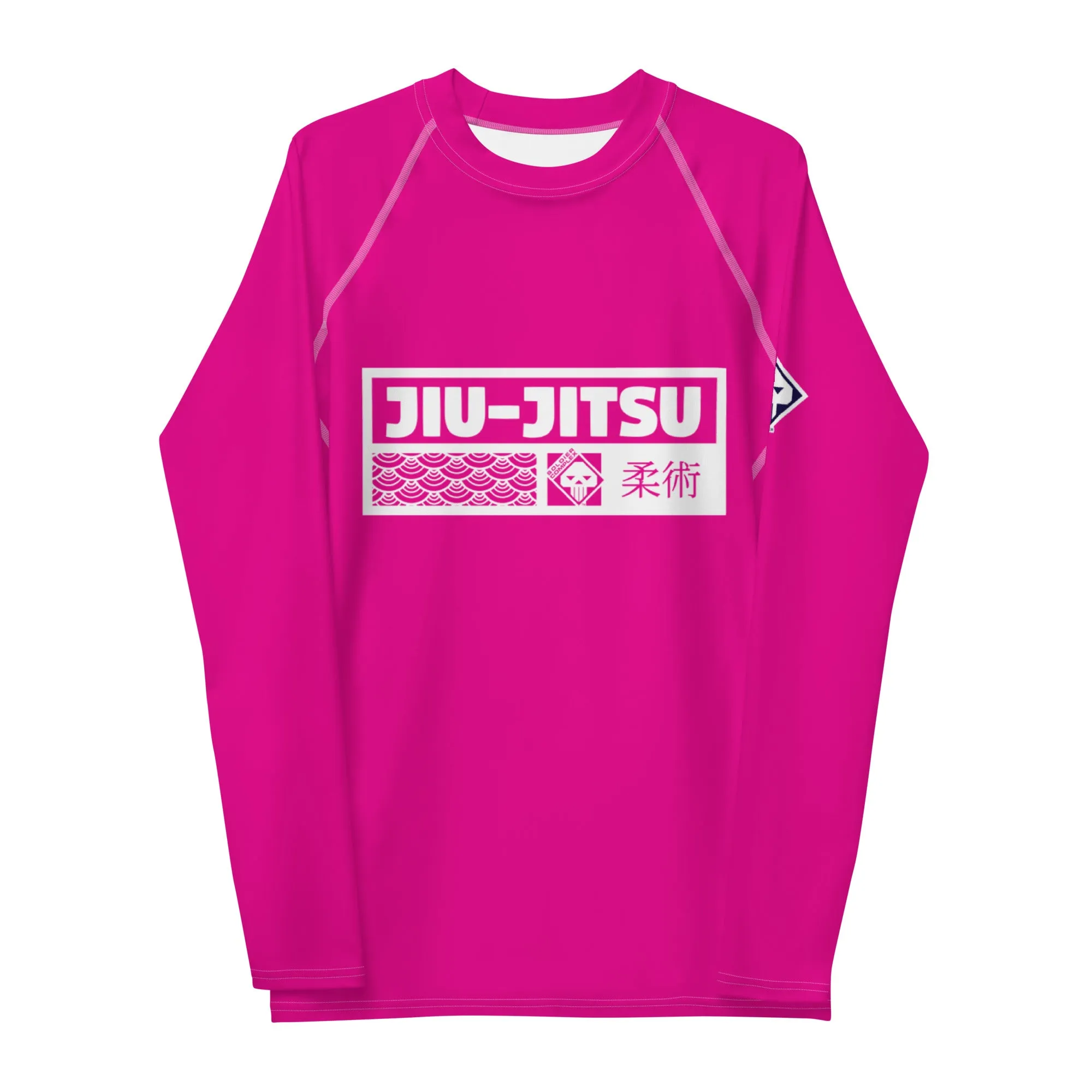 Mens Long Sleeve BJJ Rash Guard - Jiu-Jitsu 028 - Hollywood Cerise