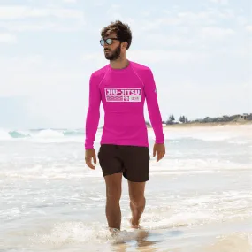 Mens Long Sleeve BJJ Rash Guard - Jiu-Jitsu 028 - Hollywood Cerise