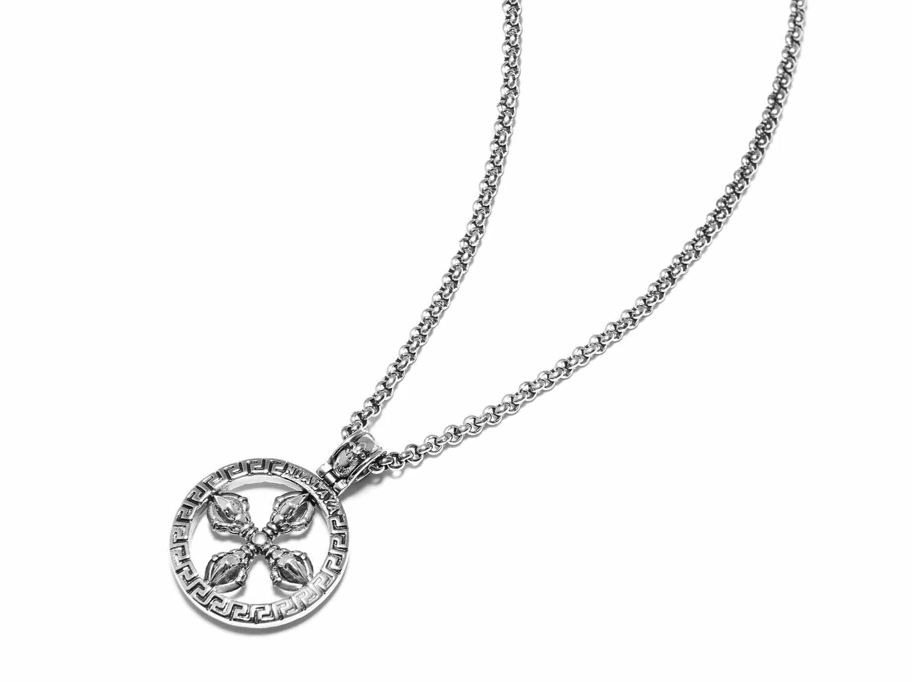 Men's Necklace with Silver Dorje Amulet