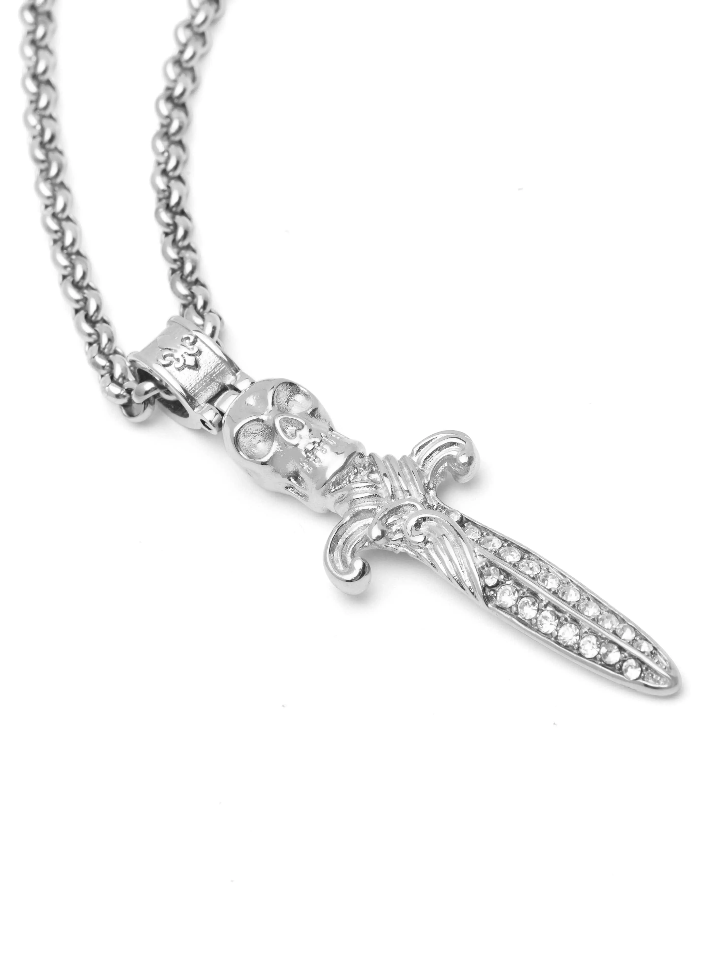 Men's Silver Skull Sword Necklace