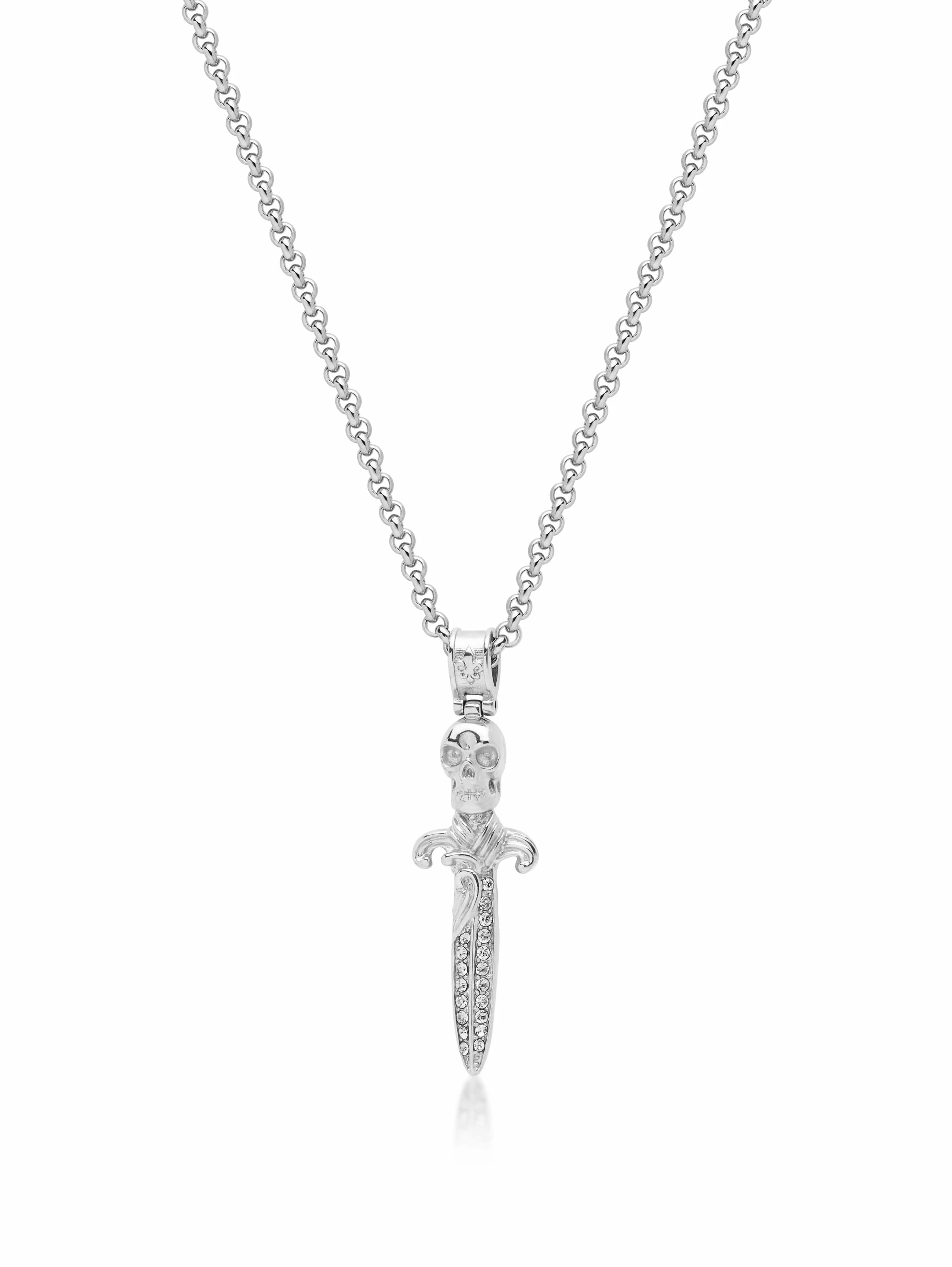 Men's Silver Skull Sword Necklace