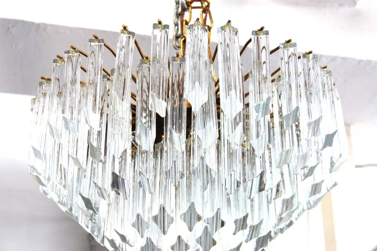 Mid-Century Modern Italian Venini Quadriedri Prism Chandelier