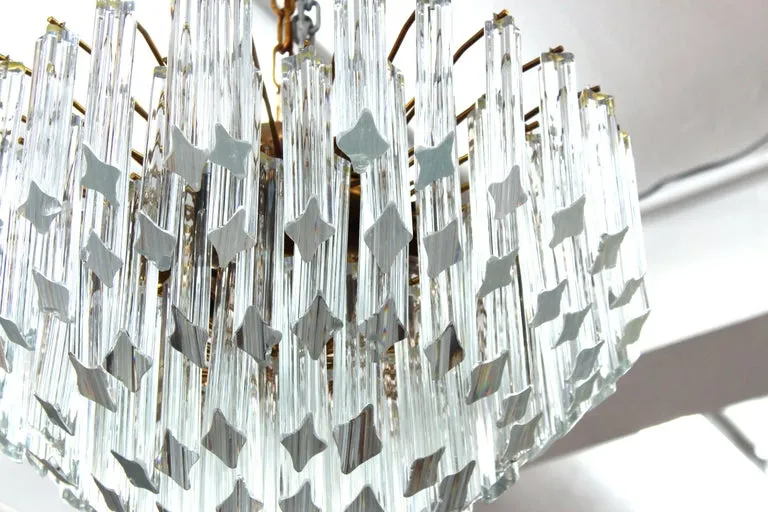 Mid-Century Modern Italian Venini Quadriedri Prism Chandelier