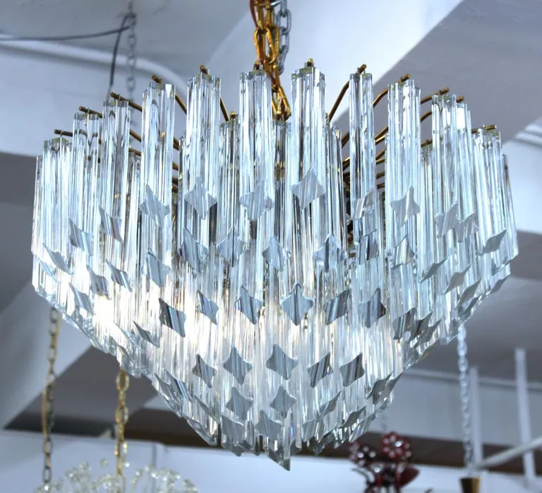 Mid-Century Modern Italian Venini Quadriedri Prism Chandelier