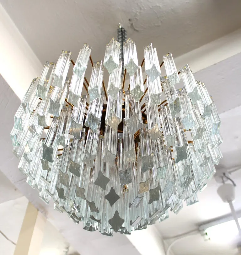 Mid-Century Modern Italian Venini Quadriedri Prism Chandelier