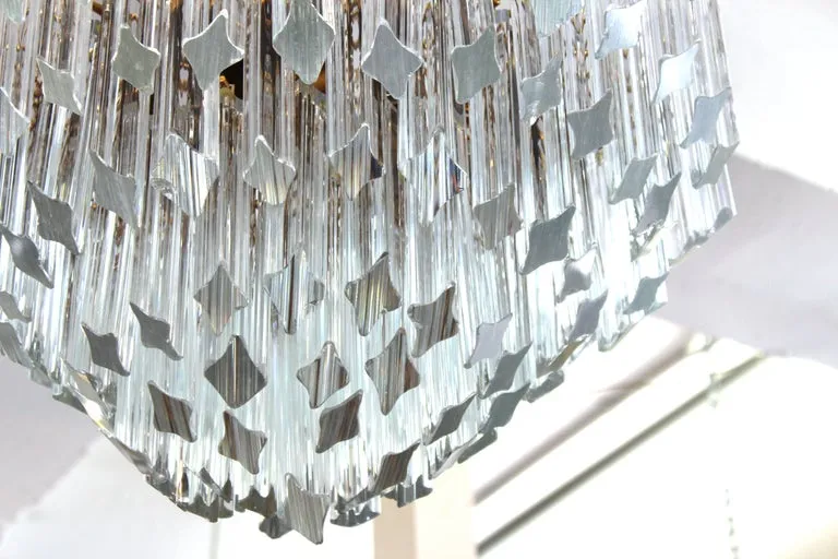 Mid-Century Modern Italian Venini Quadriedri Prism Chandelier