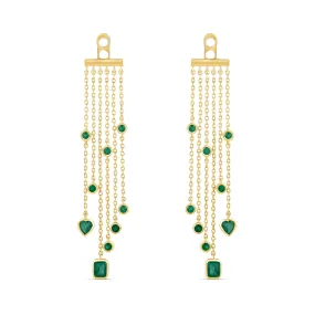 Mixed Shape Bezels Gemstone Tassel Earring Back Charm (PAIR)