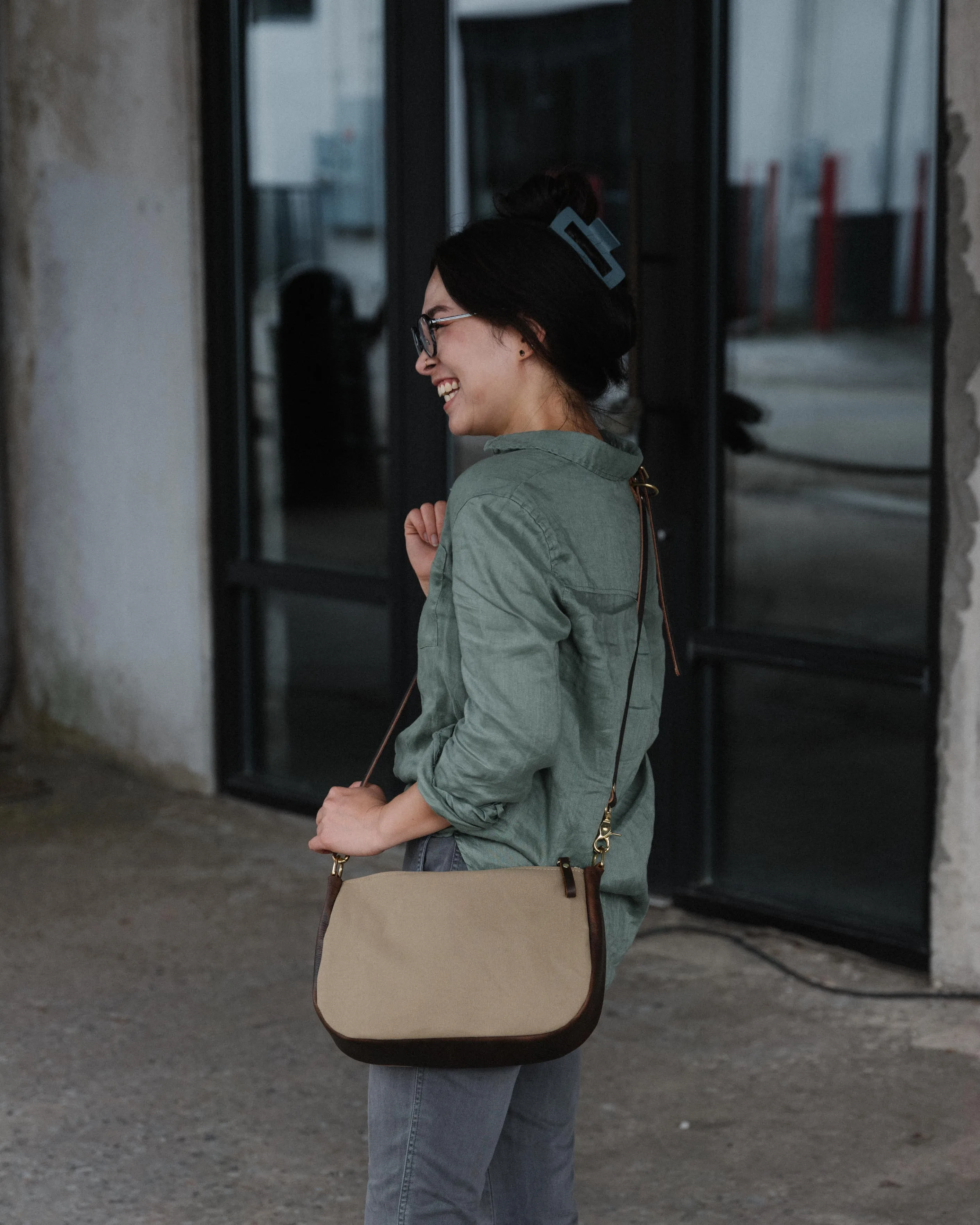 Navy Canvas Crossbody Bag