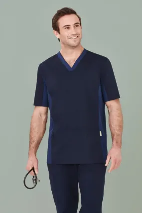 NDC Biz Care Men's Riley V-Neck Scrub Top Midnight Navy NDC-CST043MSMID