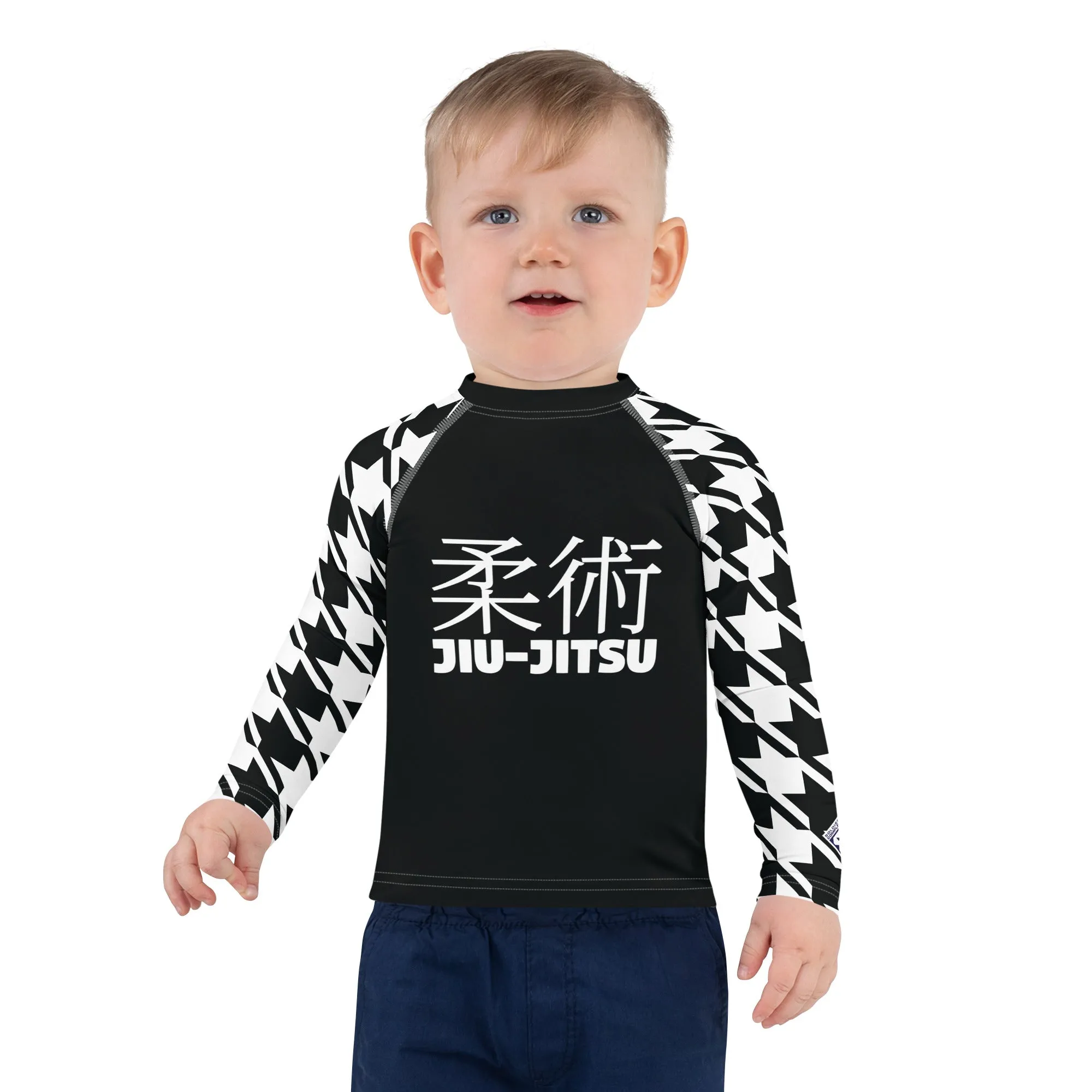 Optimized Performance: Boy's Houndstooth Classic Jiu-Jitsu Long Sleeve BJJ Rash Guard