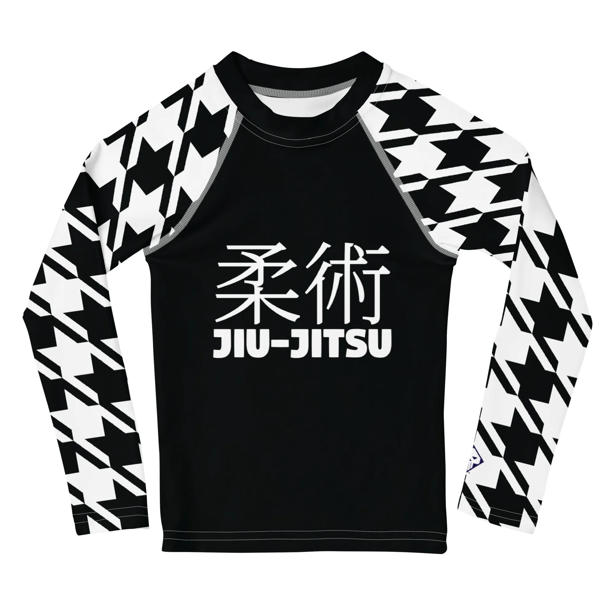 Optimized Performance: Boy's Houndstooth Classic Jiu-Jitsu Long Sleeve BJJ Rash Guard