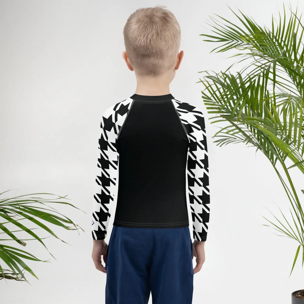 Optimized Performance: Boy's Houndstooth Classic Jiu-Jitsu Long Sleeve BJJ Rash Guard