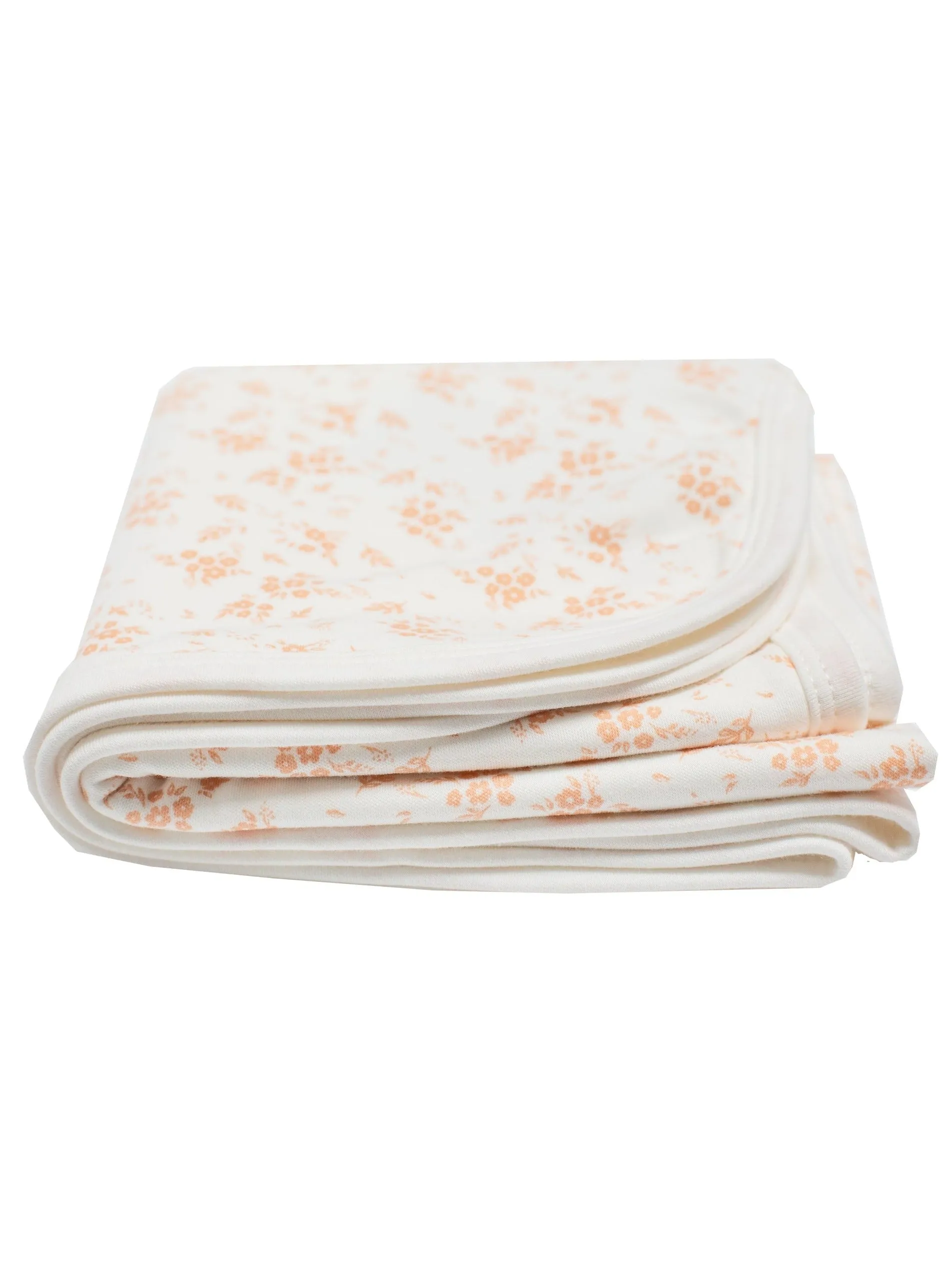 Organic Cotton Baby Blanket, Apricot Floral