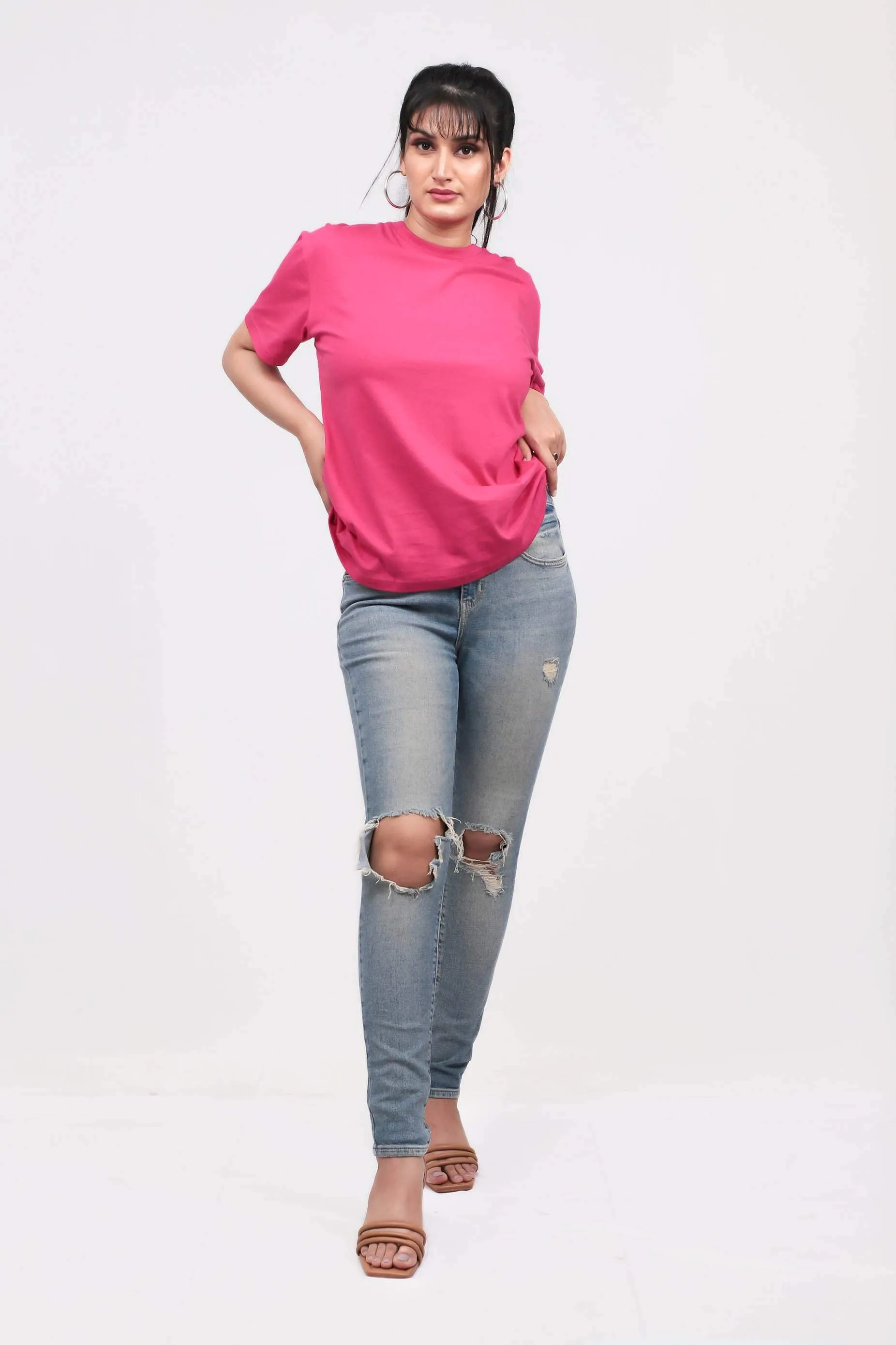 Oversized Fuchsia Solid Tee