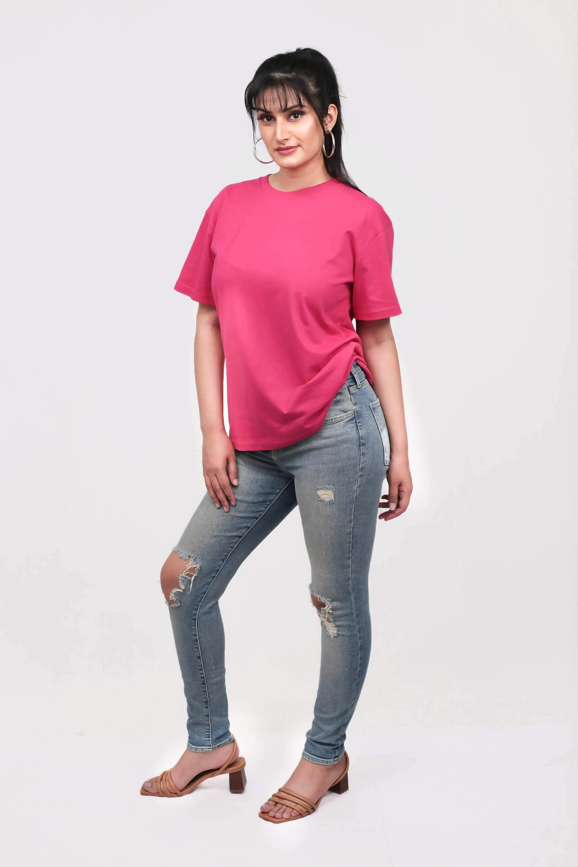 Oversized Fuchsia Solid Tee