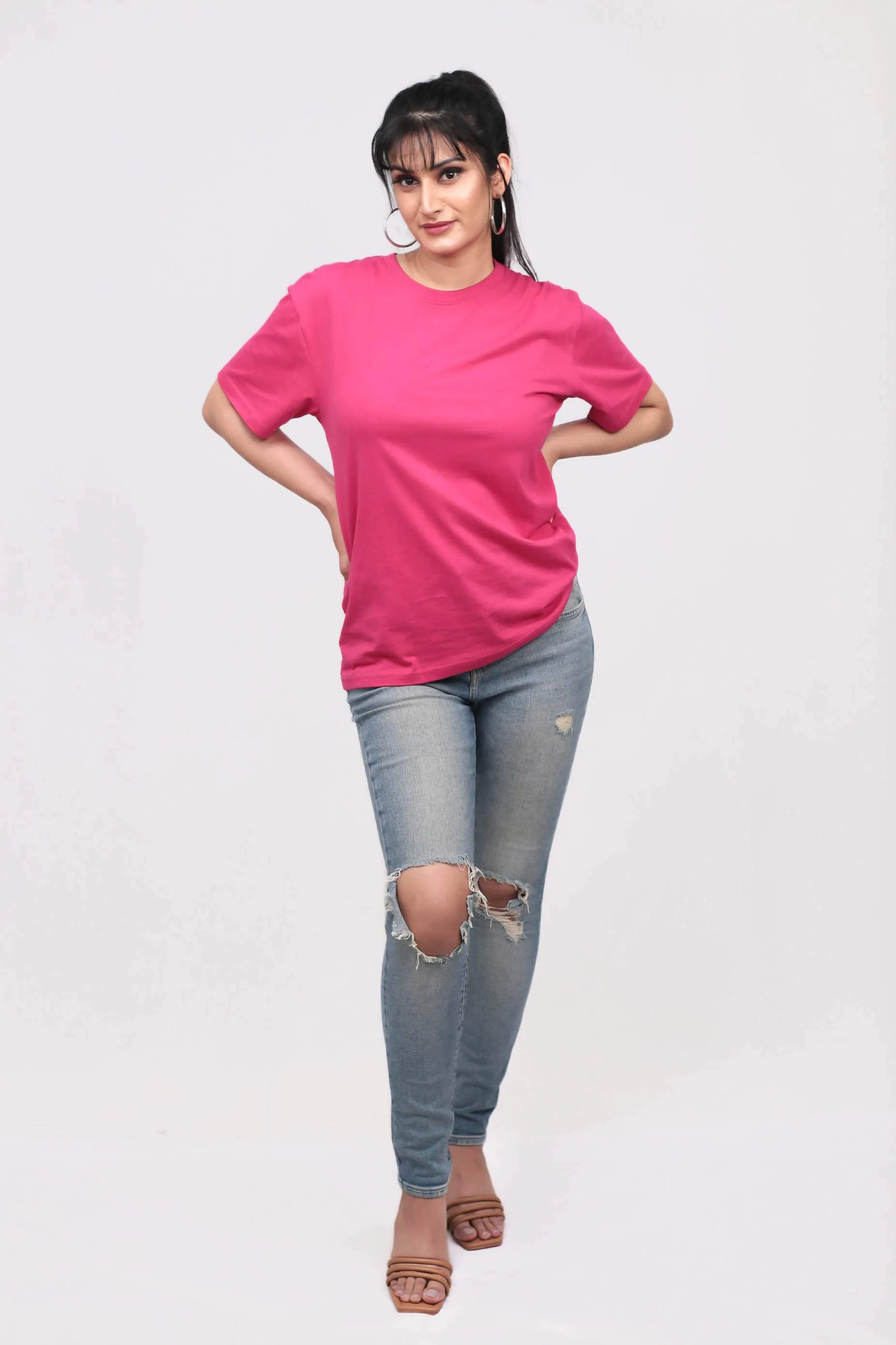 Oversized Fuchsia Solid Tee