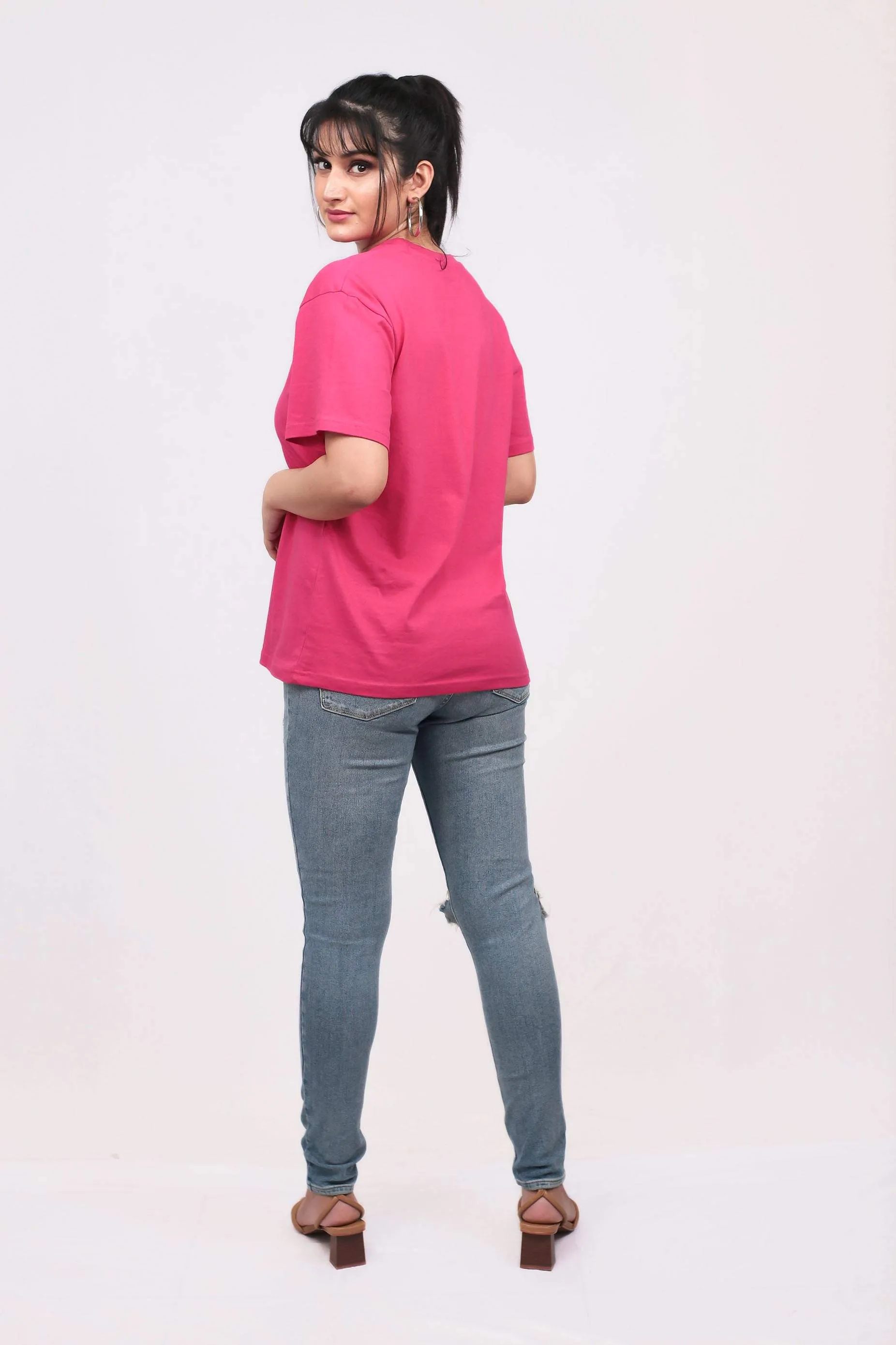 Oversized Fuchsia Solid Tee