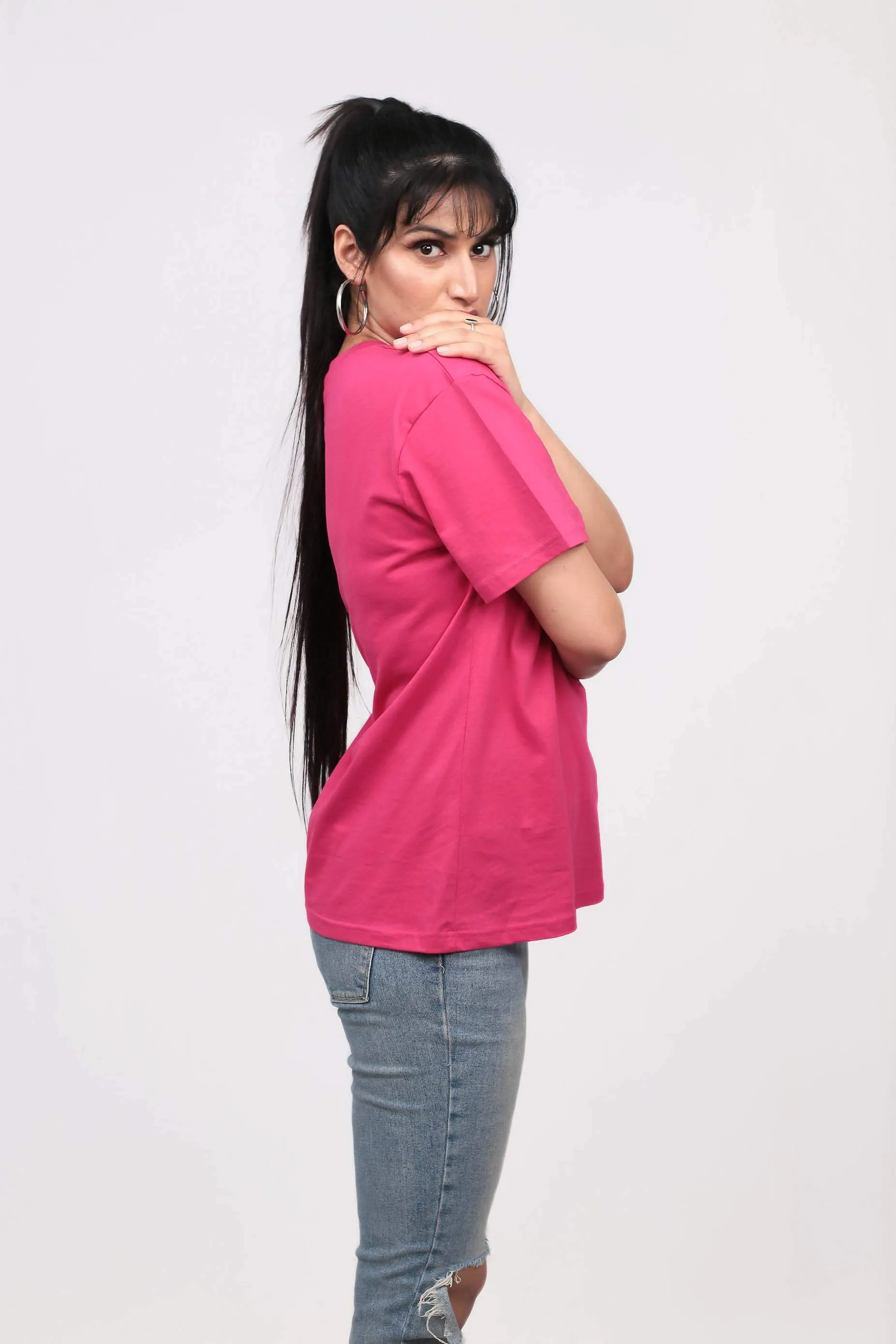 Oversized Fuchsia Solid Tee