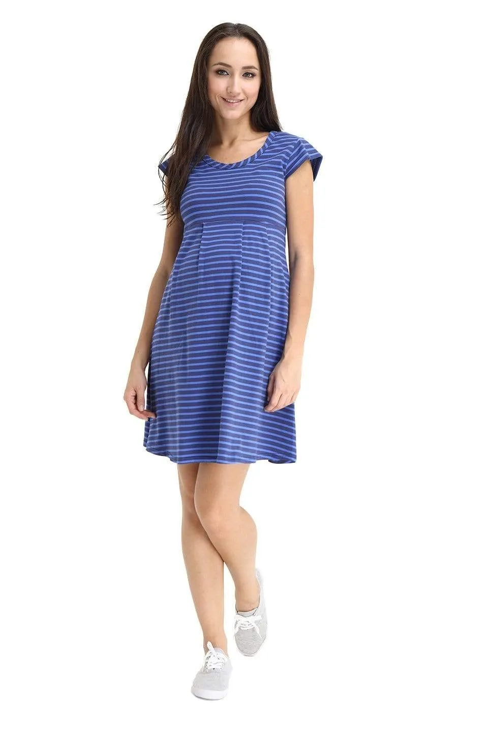 Patience Royal Stripe Short Sleeve Maternity Dress