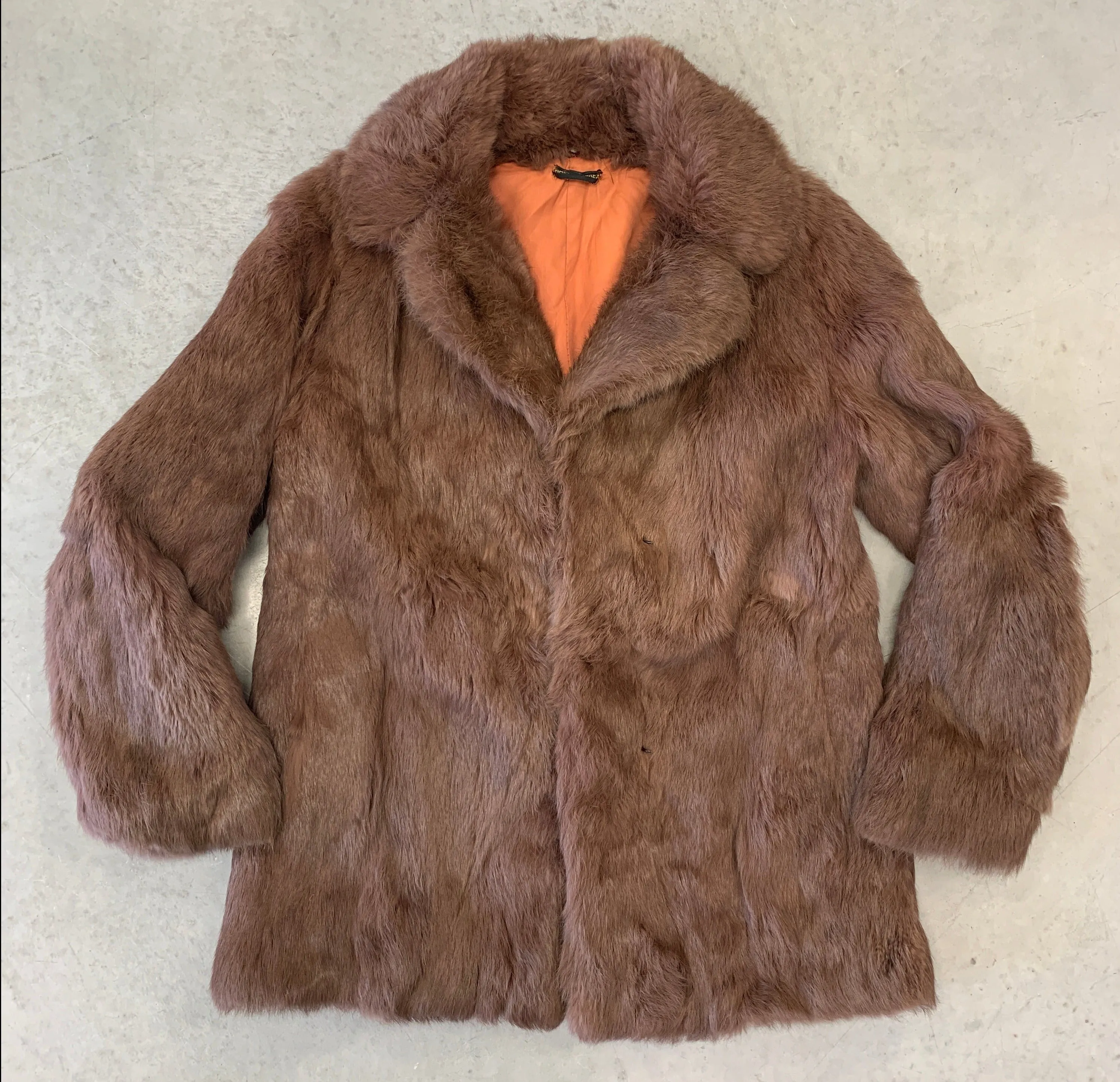 Rabbit Fur Coat Chocolate Brown UK 12