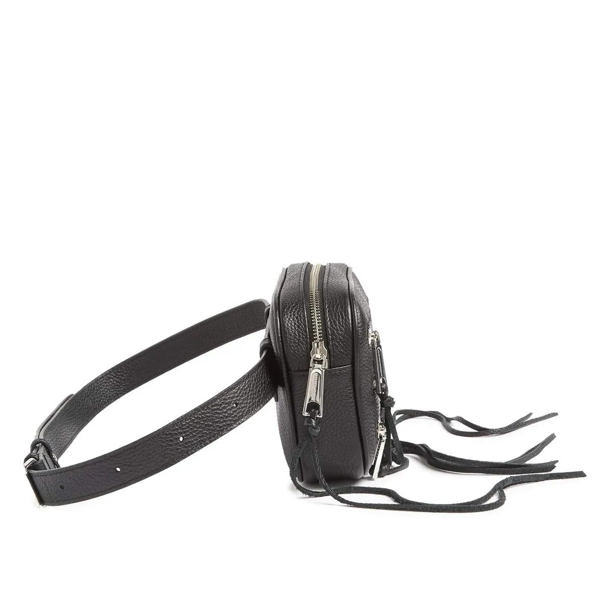 Rebecca Minkoff 3 Zip Leather Belt Fanny pack Bag Black