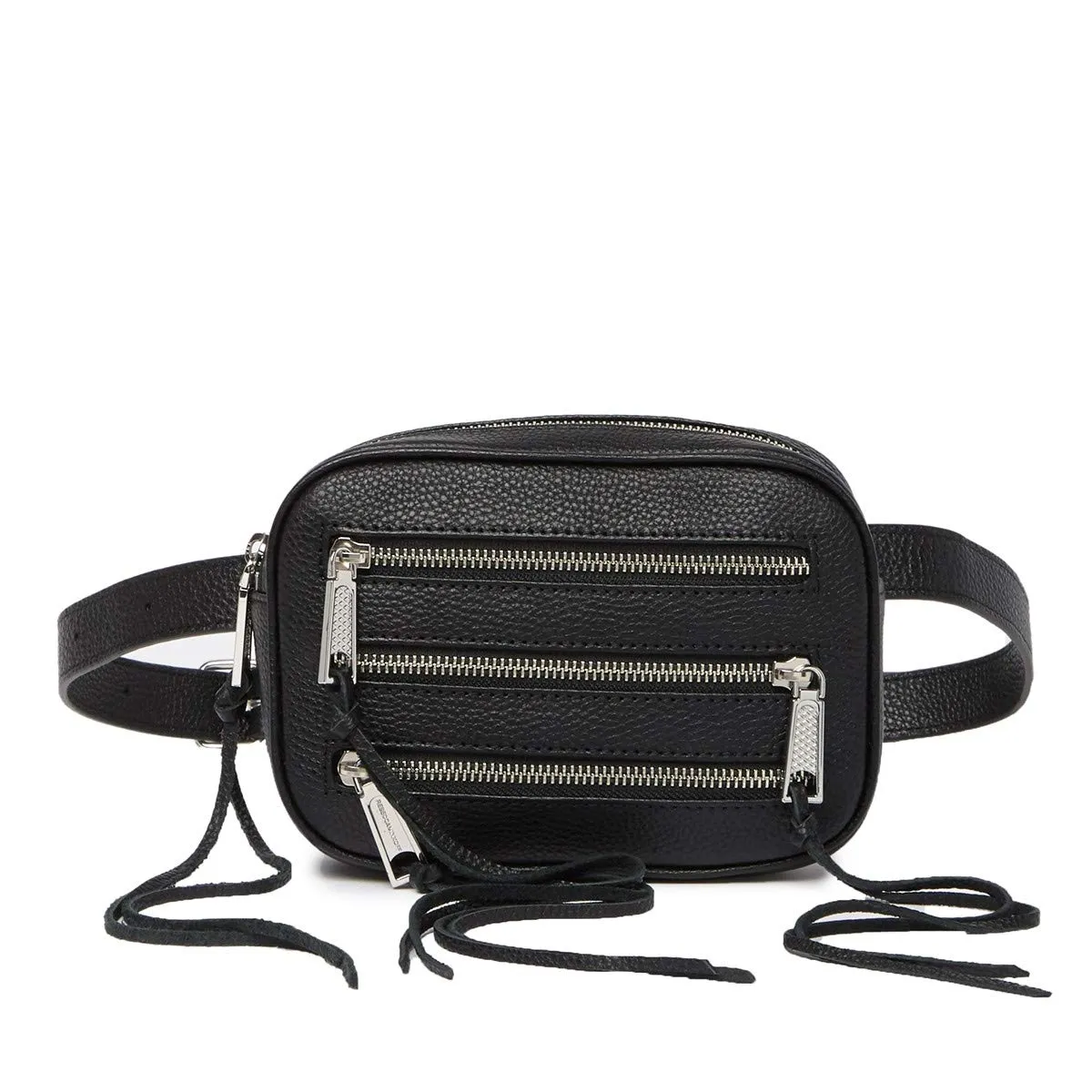 Rebecca Minkoff 3 Zip Leather Belt Fanny pack Bag Black