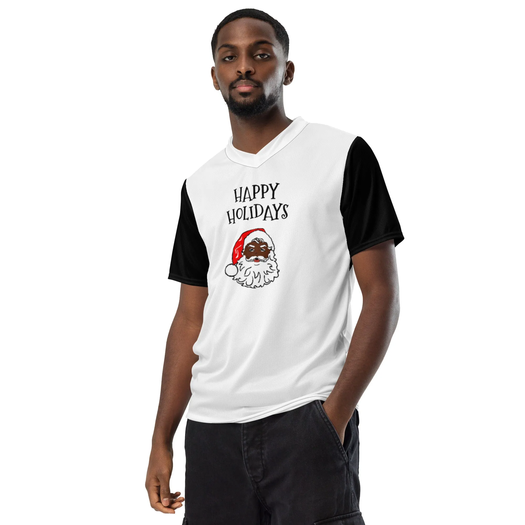 Recycled unisex sports jersey African American Santa