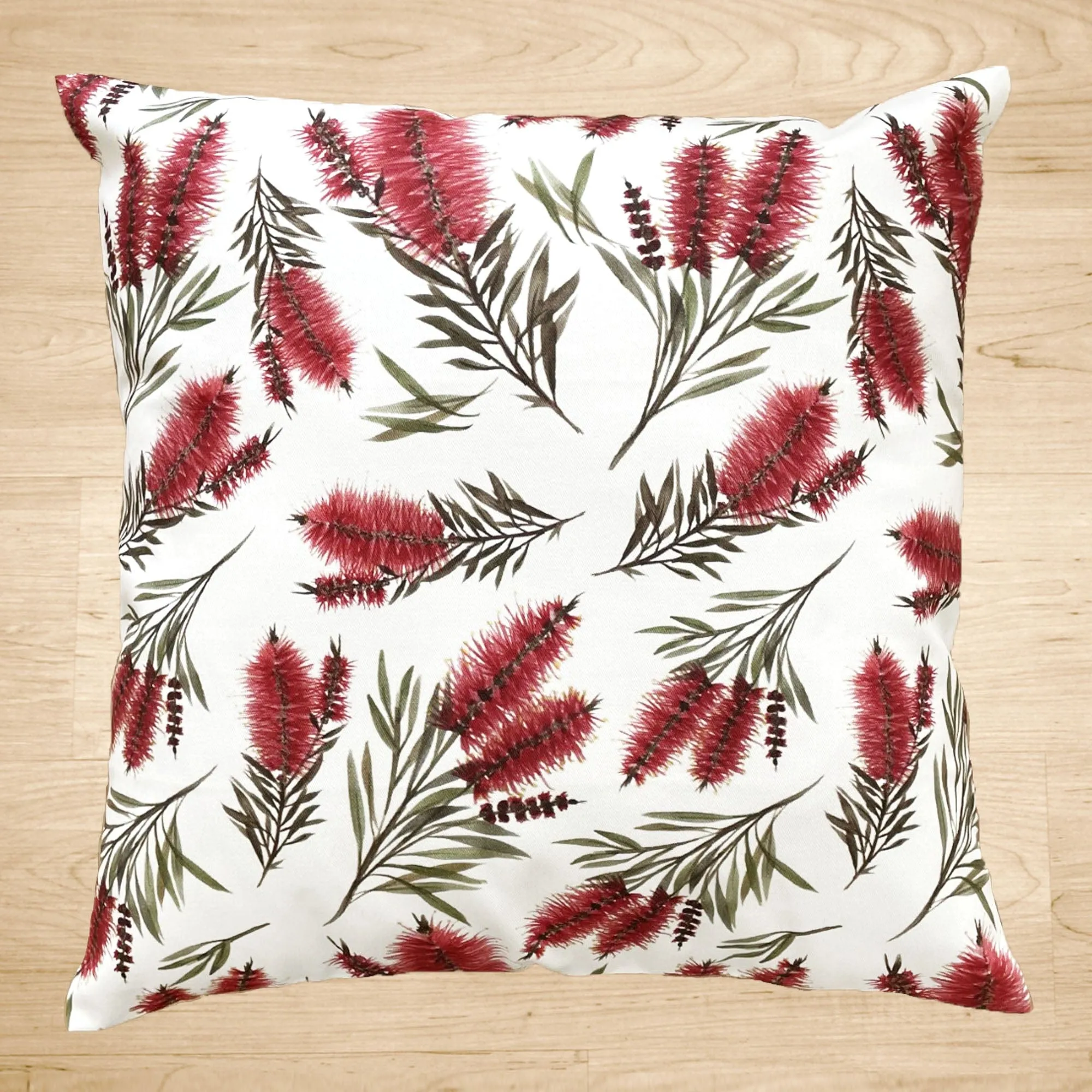 Red Bottlebrush Cushion Cover Cotton Drill