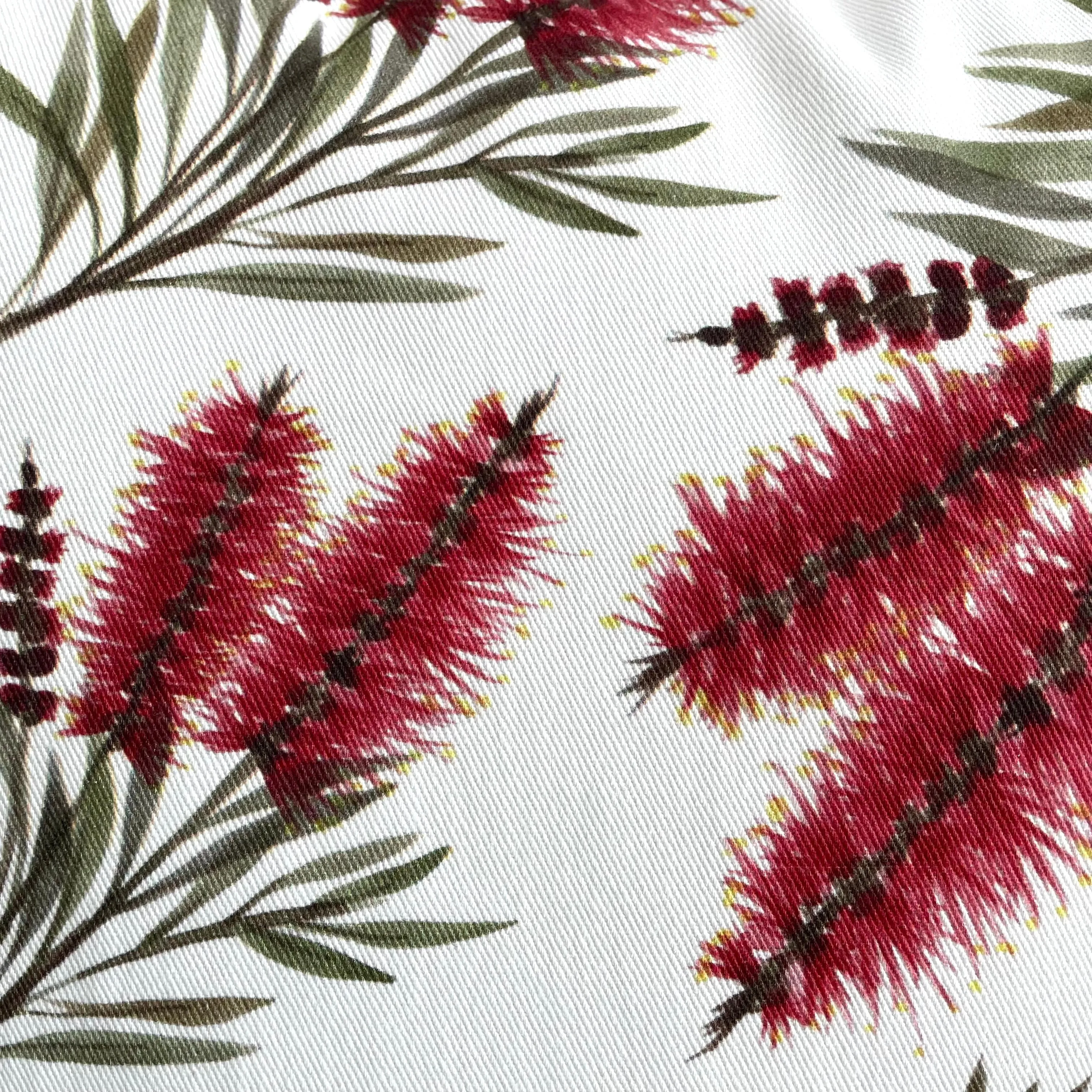 Red Bottlebrush Cushion Cover Cotton Drill