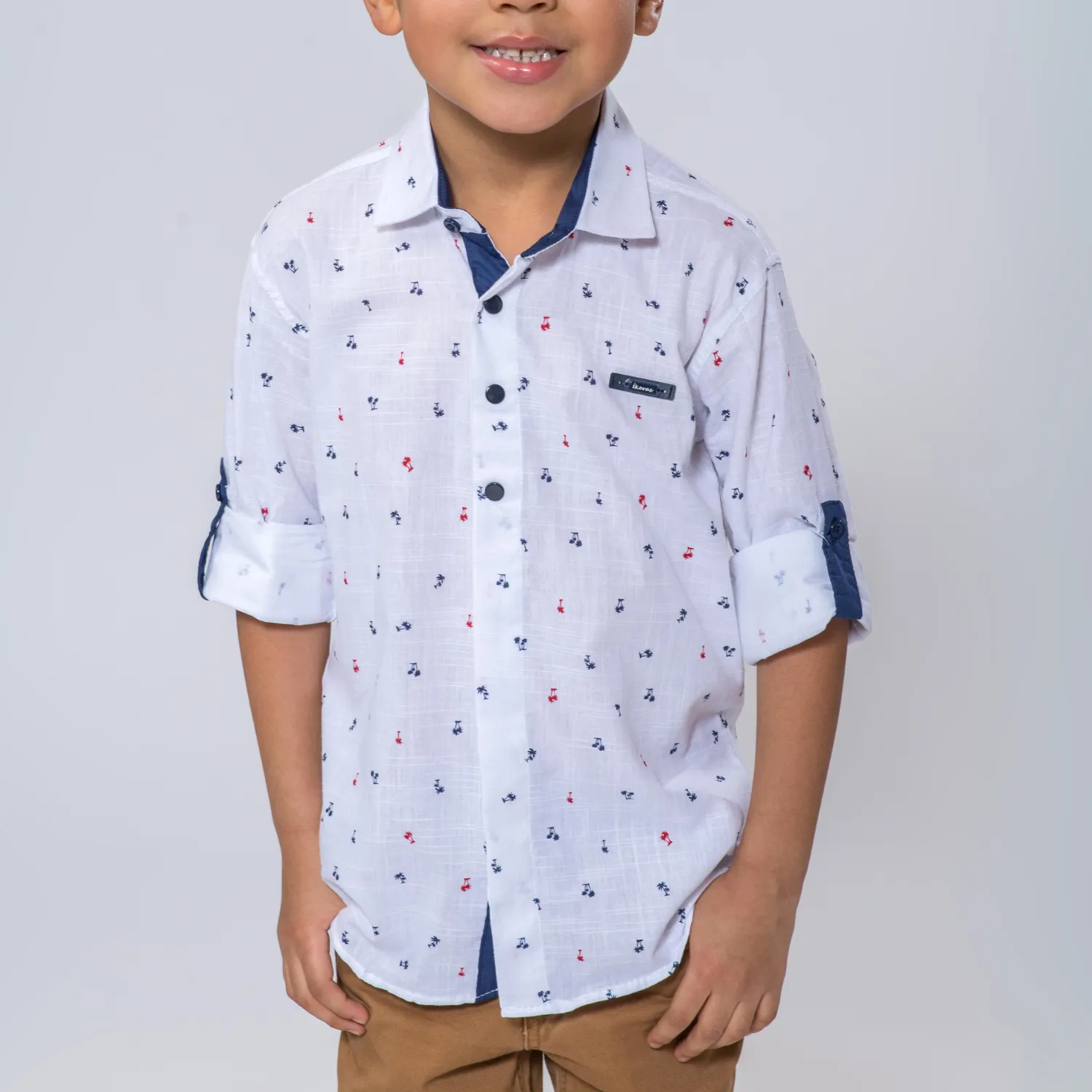 Red Palm Boys Cotton Shirt