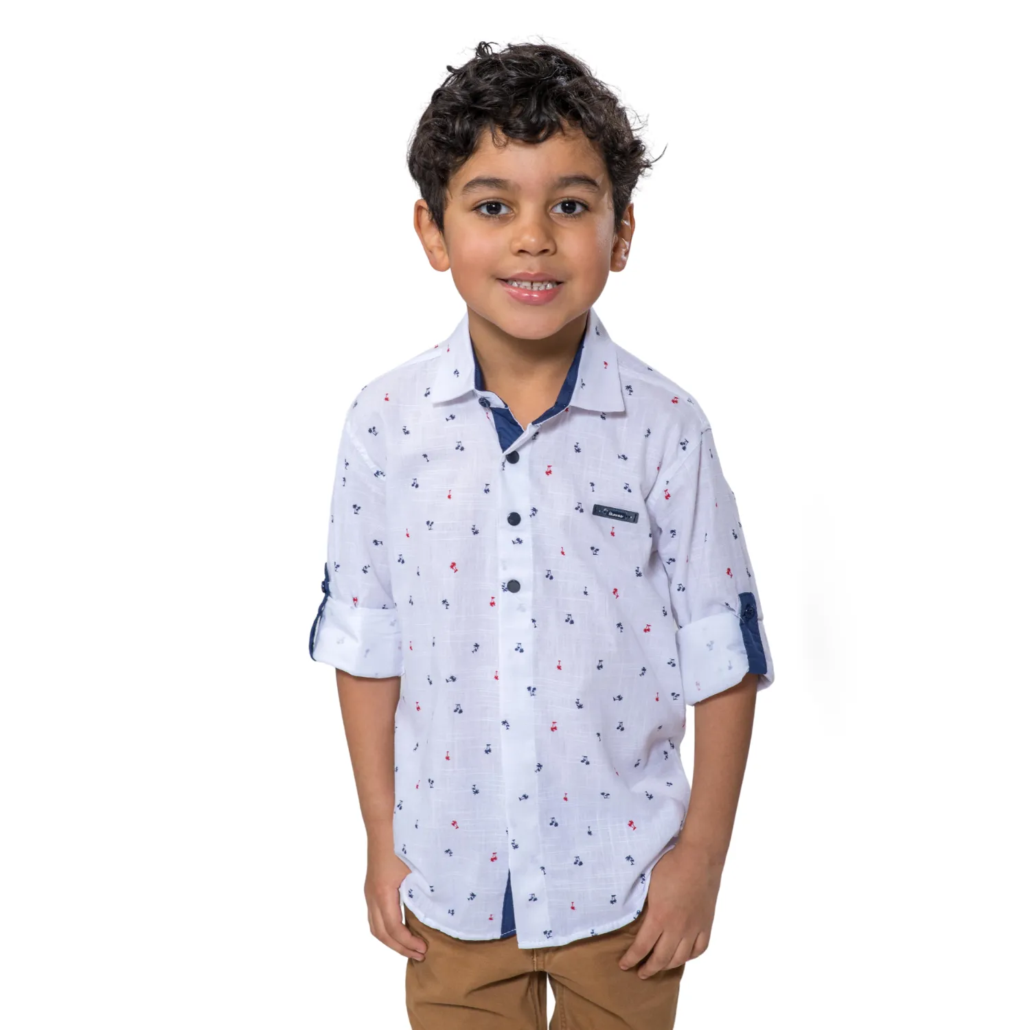 Red Palm Boys Cotton Shirt