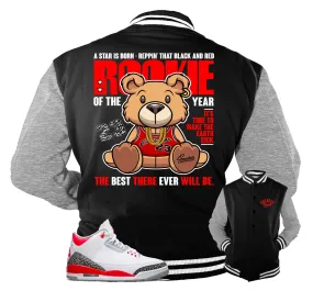 Retro 3 Fire Red Jacket - Rookie Bear - Black