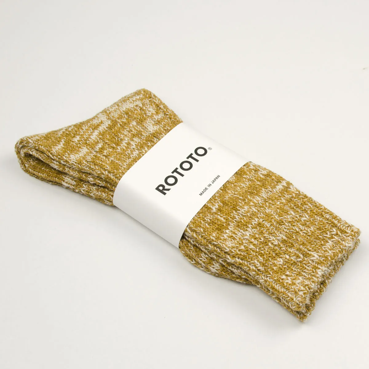 RoToTo - Low Gauge Slub Crew Socks - Mustard