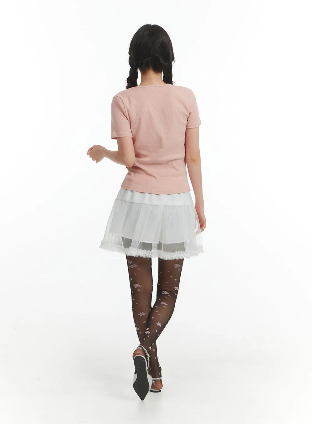 Ruffle Chiffon Layered Mini Skirt OM404