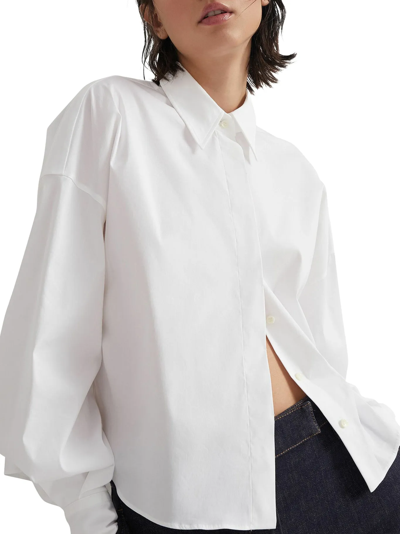 Shirt with band collar