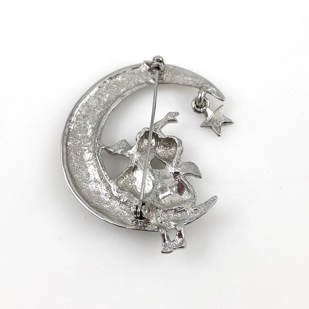 Silver Celestial Brooch With Cherubs Vintage