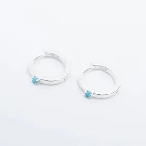 Silver Turquoise Huggies