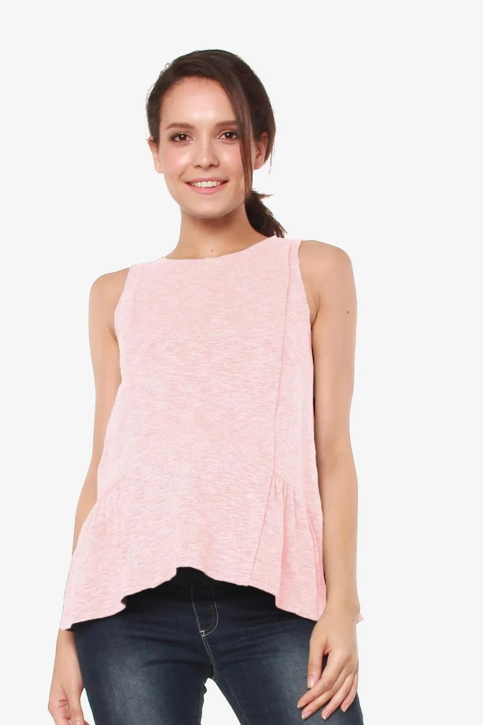 Sleeveless Briella Flare Pink Nursing Top